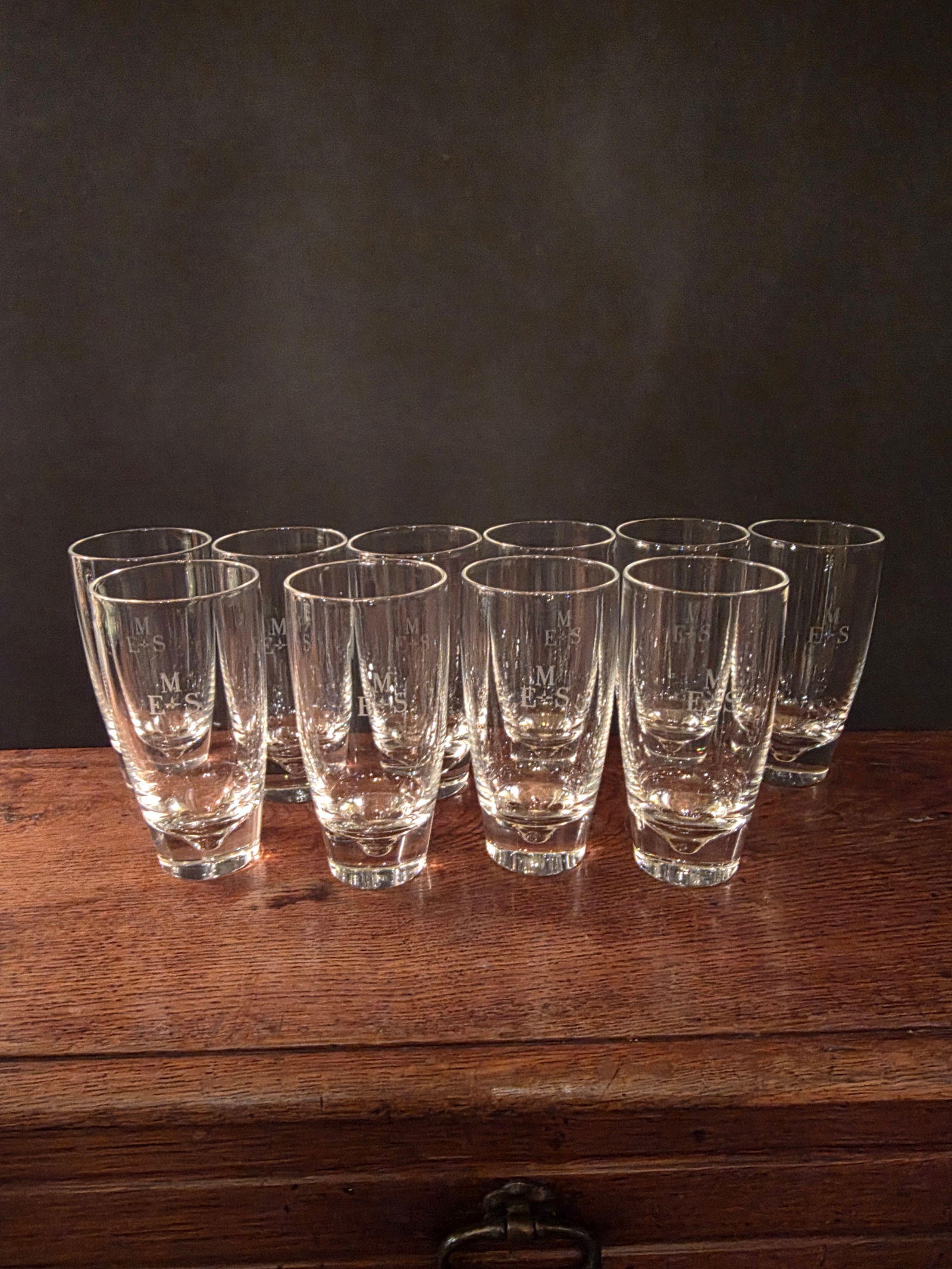 1980s Steuben Glass Tumblers Monogramed - Set of 10 - 2
