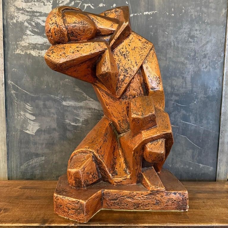 Mid-Century Modern Cubist Brutalist "Repose" Figurative Sculpture - 3