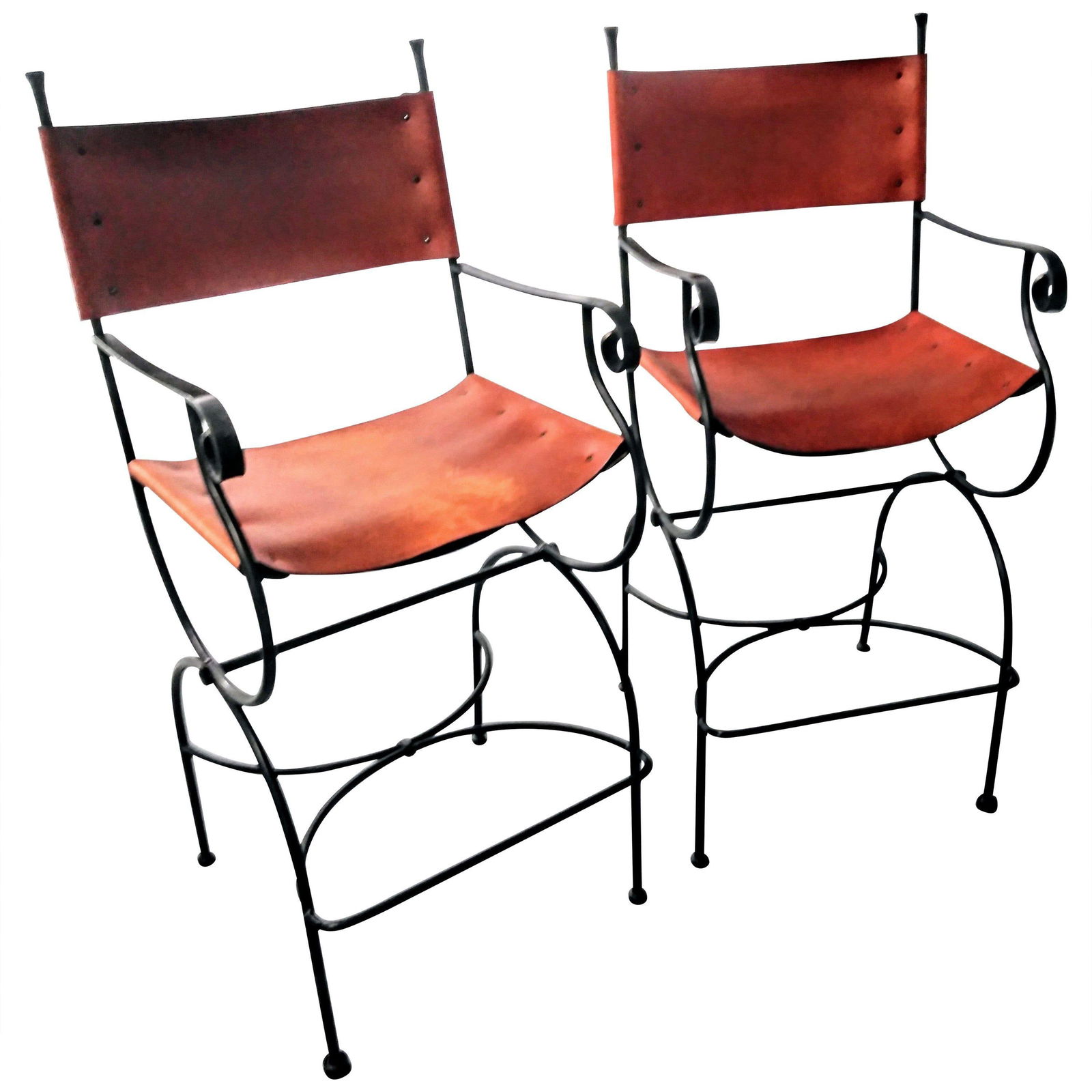 1990s Legacy Charleston Forge Leather Barstools - Set of 2 - 2