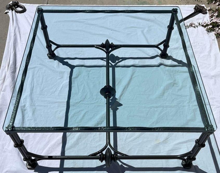 1980s Exquisite Giacometti Wrought Iron & Glass Cocktail Table - 3