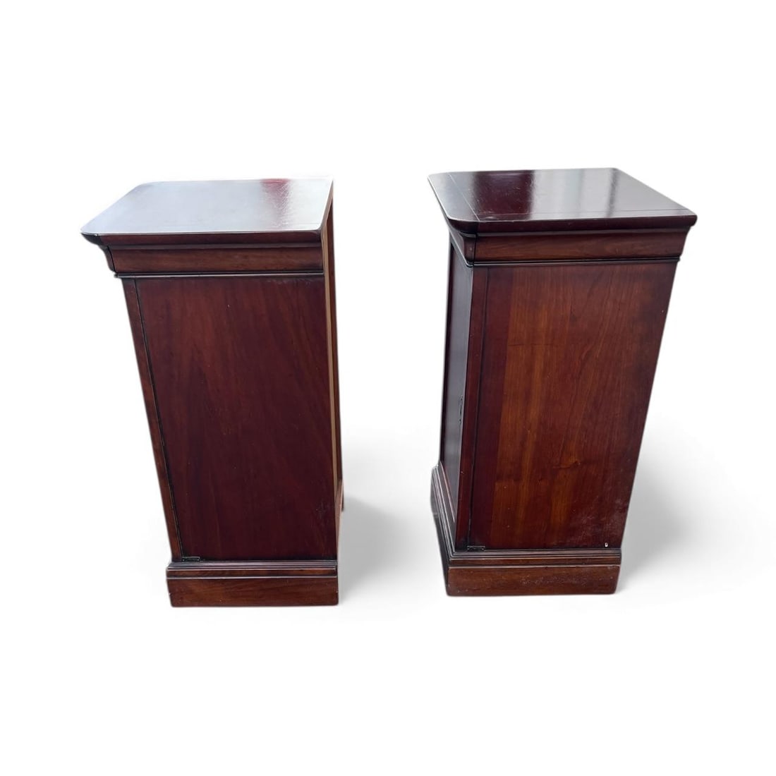 1940s Pair of French Empire Style Bench Made Mahogany Side Cabinets With Hidden Top Drawer. Made in - 5