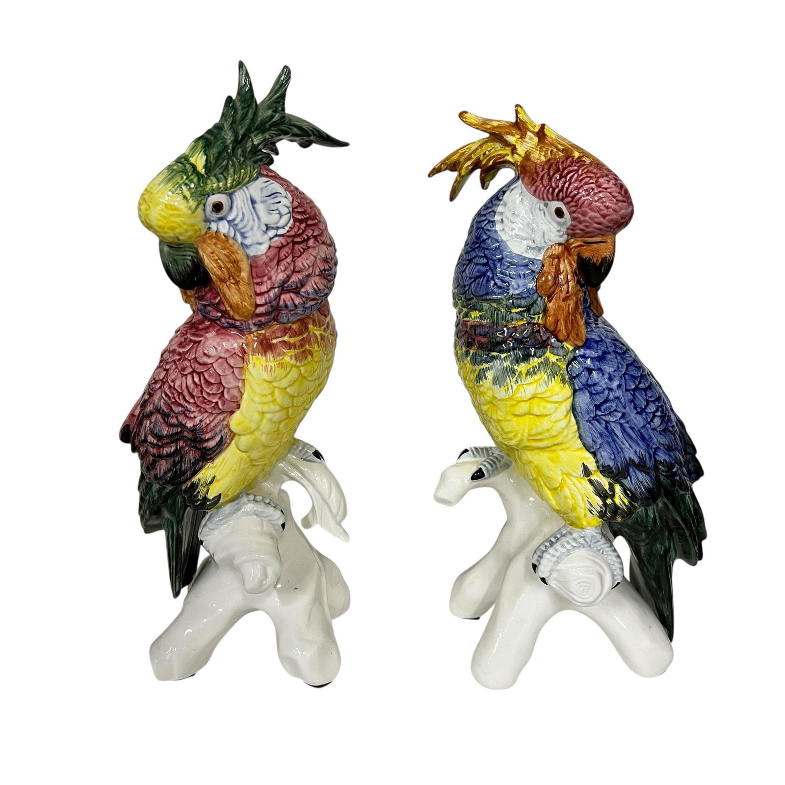 Vintage Italian Chelsea House Parrots- A Pair - 2