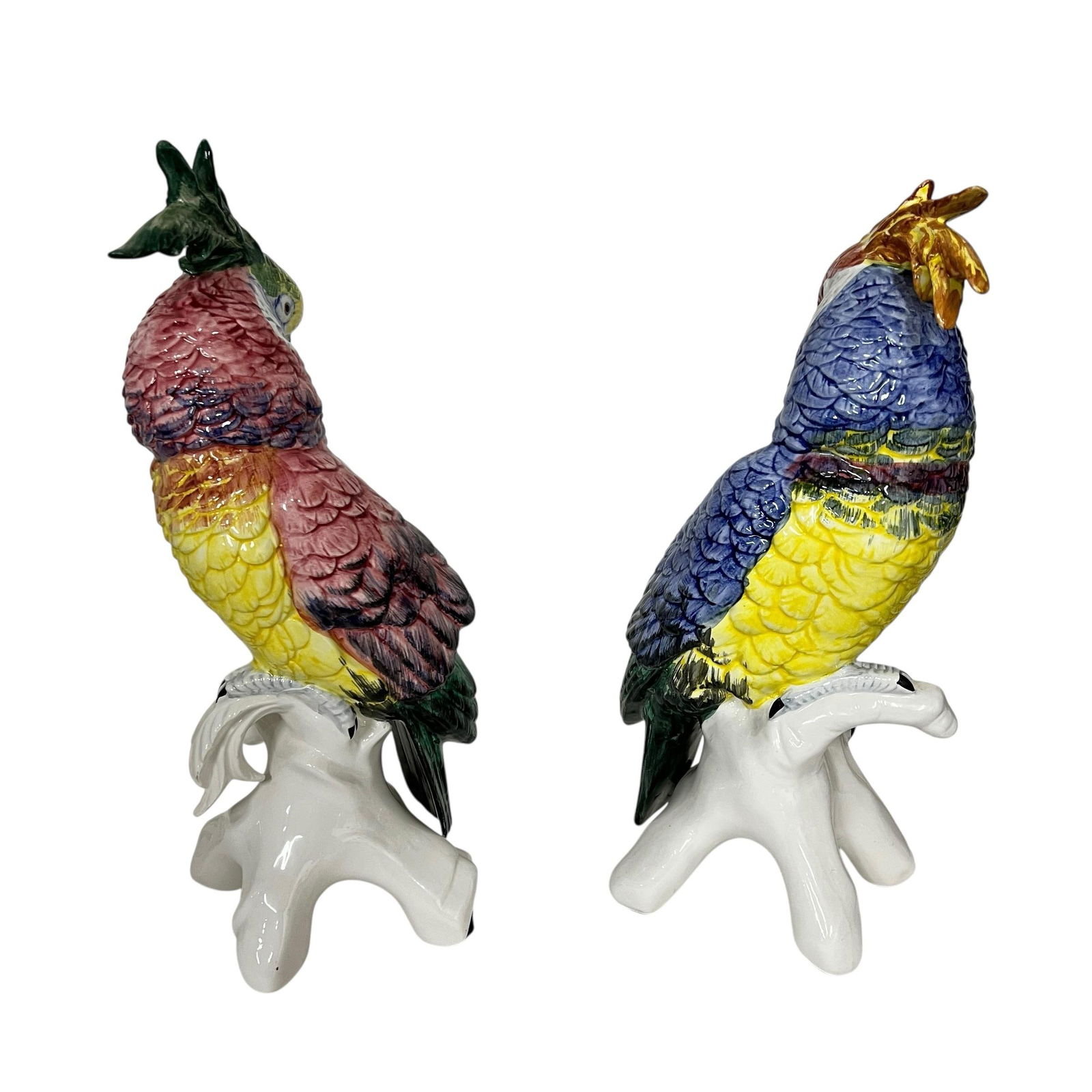 Vintage Italian Chelsea House Parrots- A Pair - 3