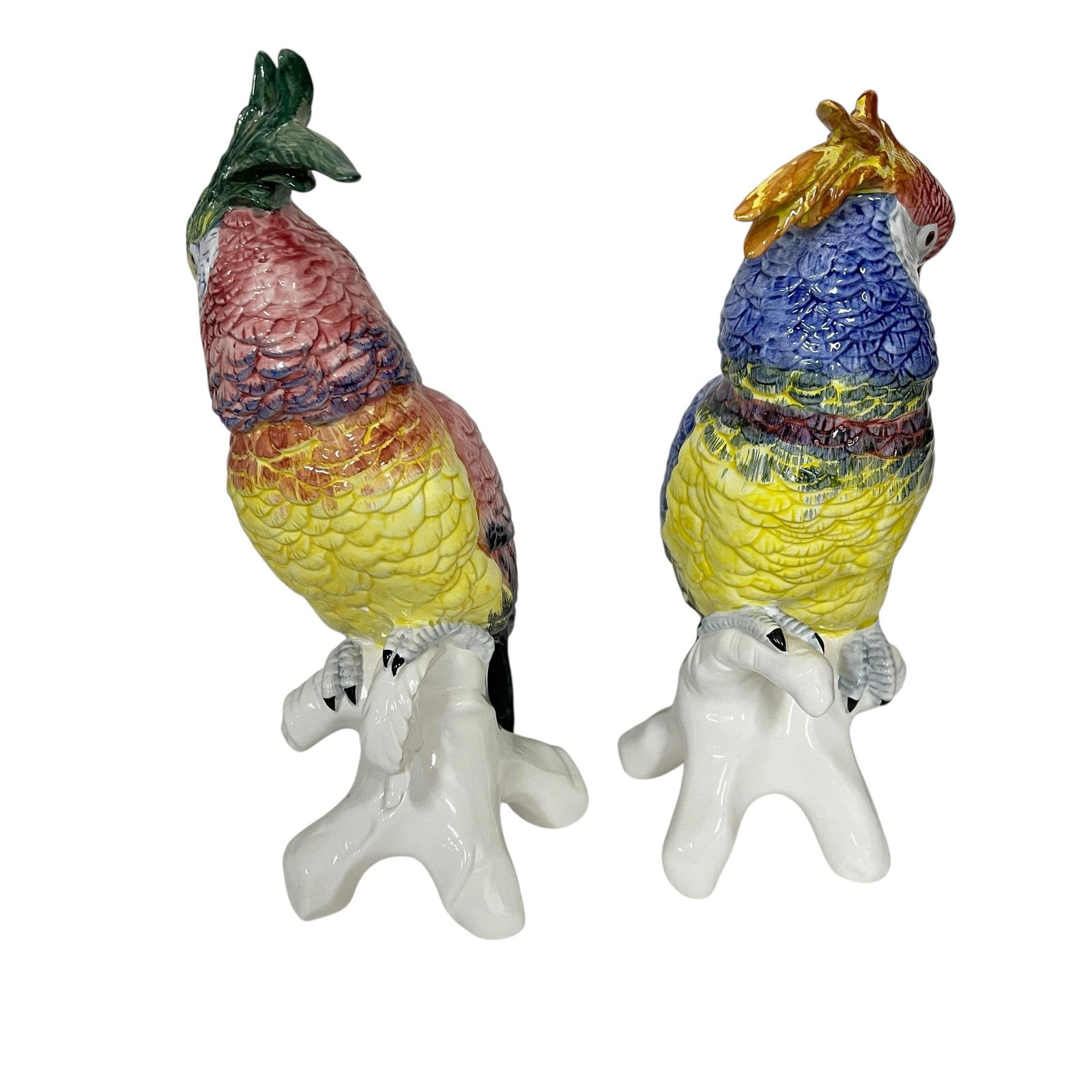 Vintage Italian Chelsea House Parrots- A Pair - 4