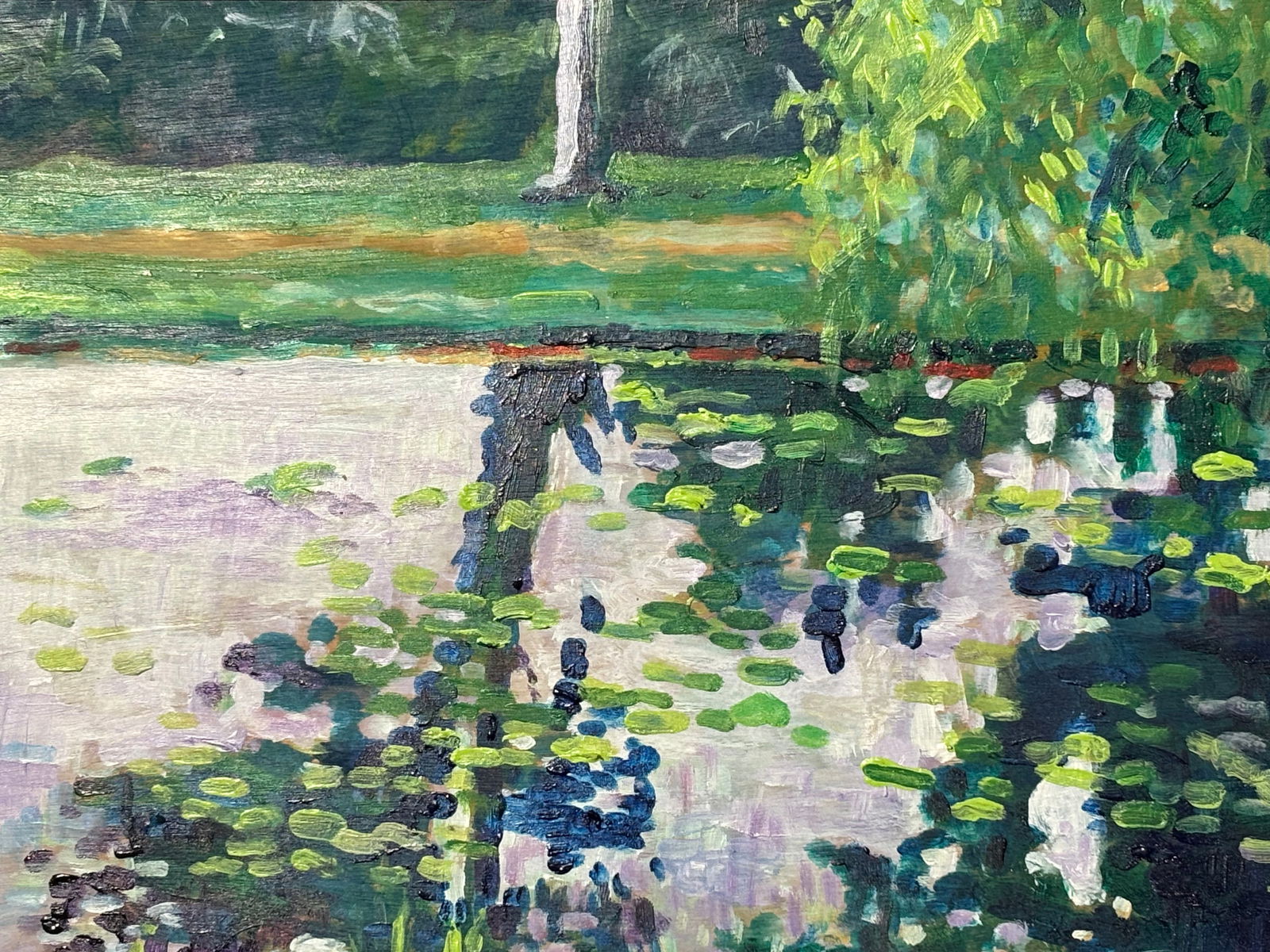 The Pond - Original Oil on Board in the Impressionist Style - 4