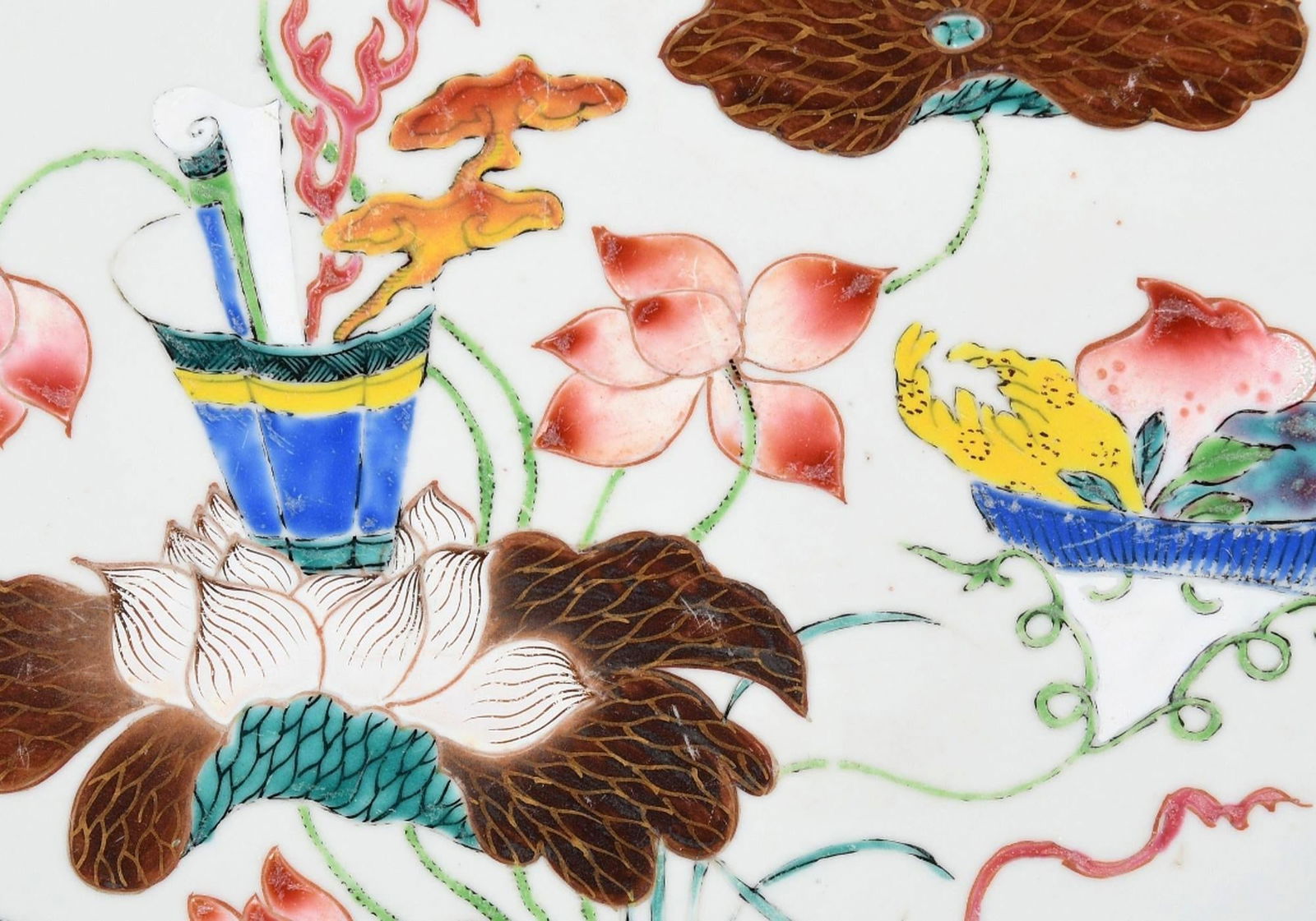 Chinese Export Porcelain Famille Rose Octagonal Botanical Plates- A Pair - 3