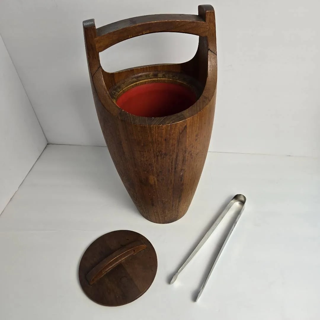 Vintage Style After Dansk Congo Staved Teak Ice Bucket by Jens Quistgaard - 16" Danish Modern - 2