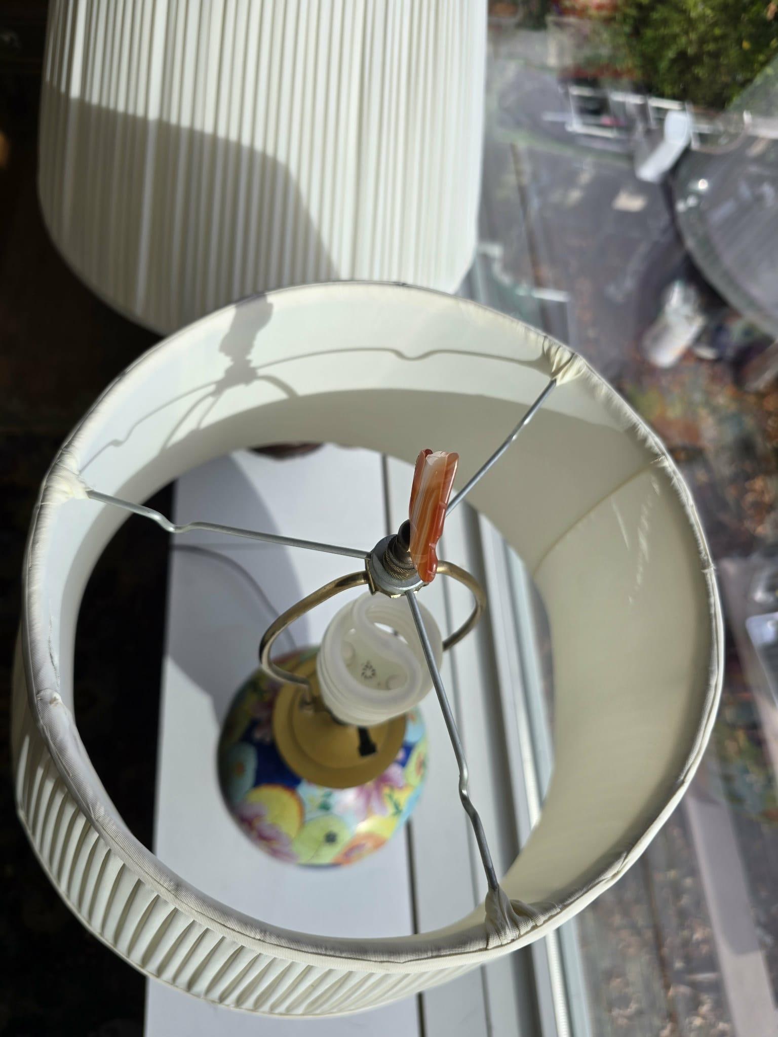 Vintage Chinese Export Tobacco Leaf Porcelain Table Lamps - Pair 31"h - 4