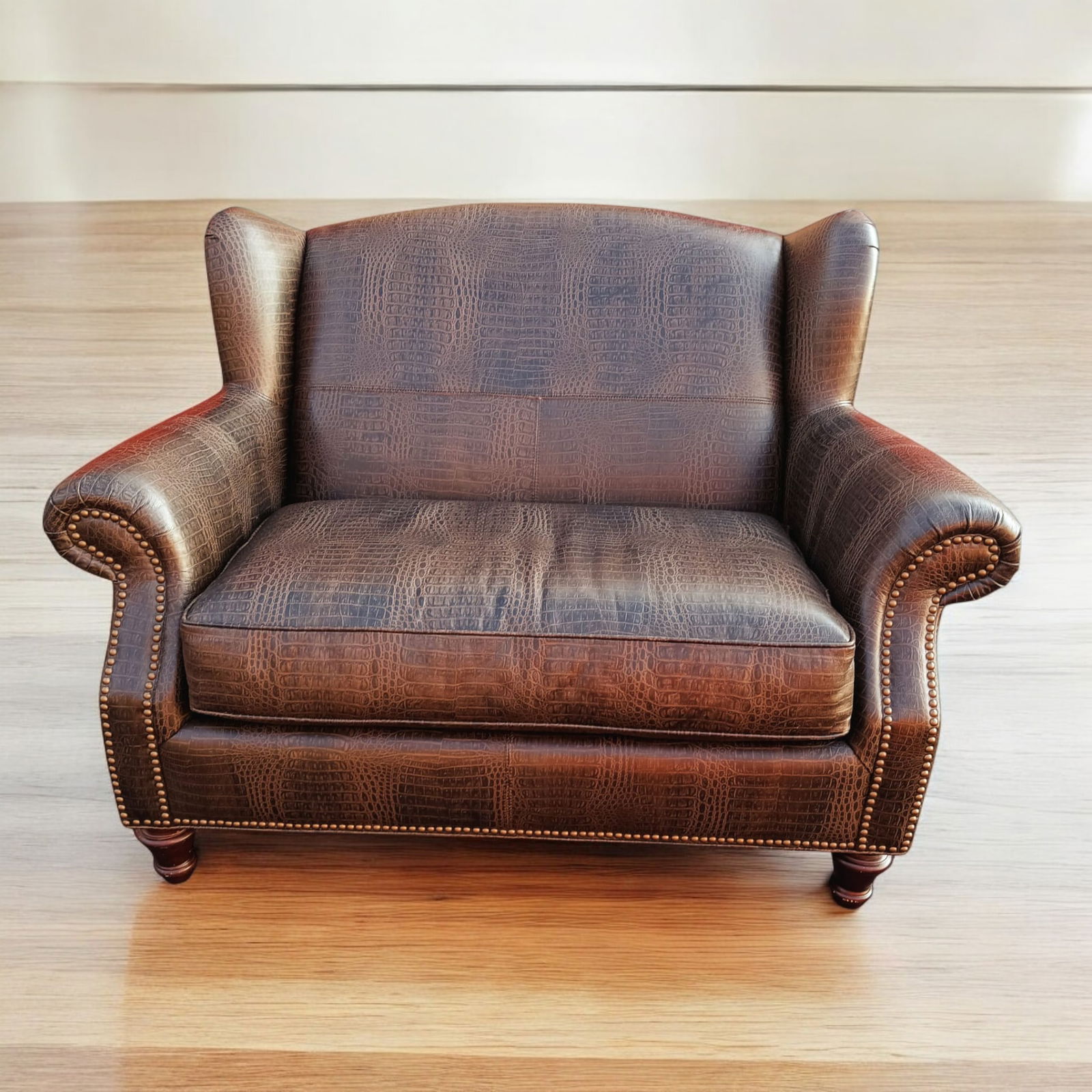 Vintage Royale Usa 'Croc' Wingback Chair & Half, Pillow & Ottoman - 4