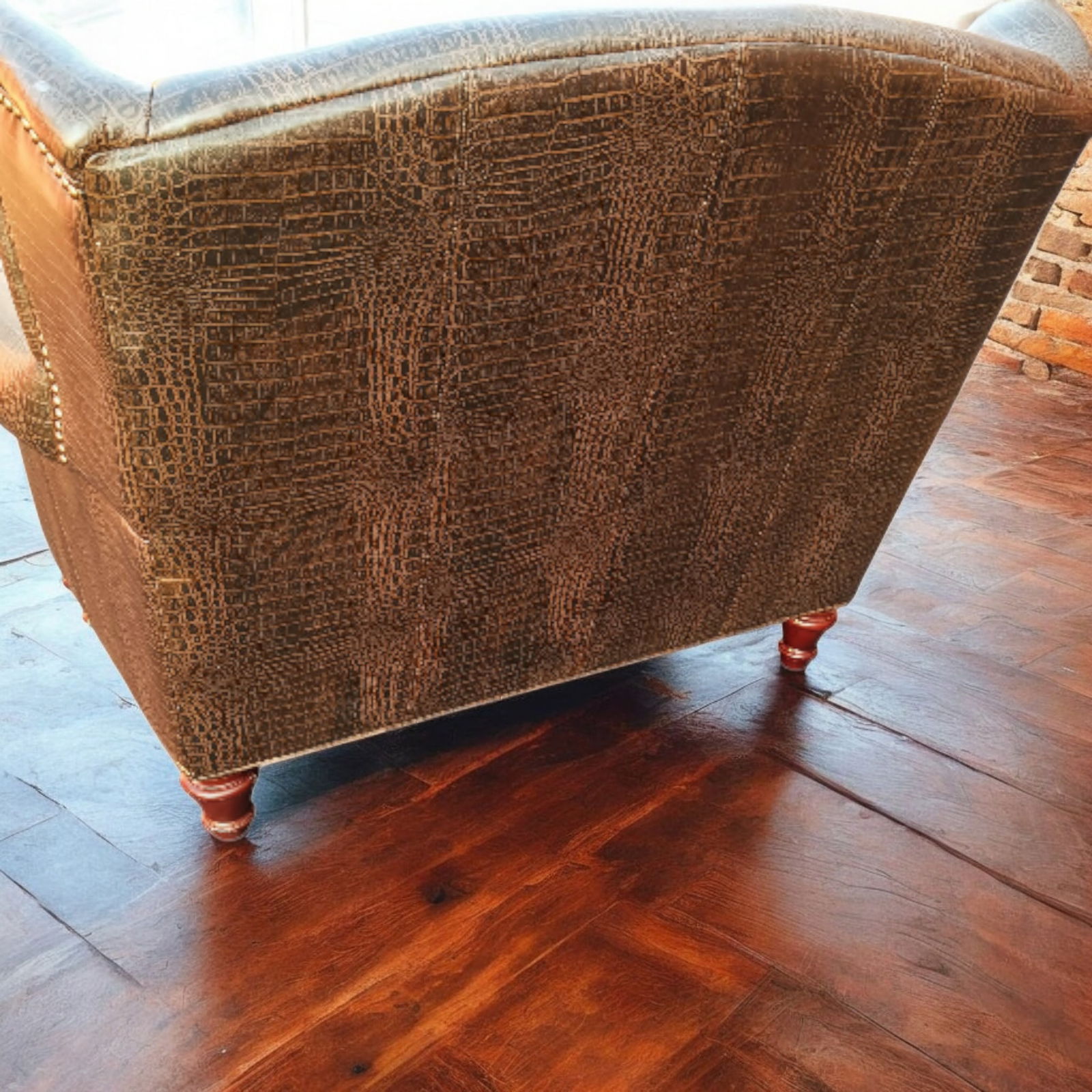 Vintage Royale Usa 'Croc' Wingback Chair & Half, Pillow & Ottoman - 5