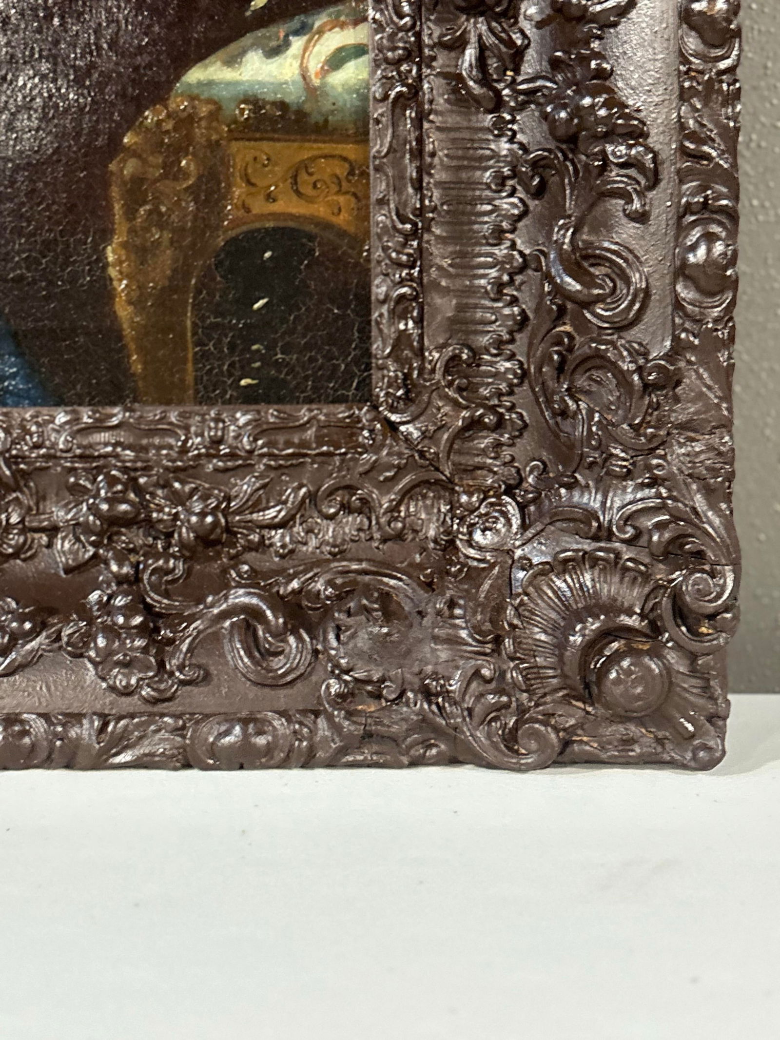 19th-C. American Portrait of a Lady in Blue – Oil on Canvas – Restored Antique Frame - 5