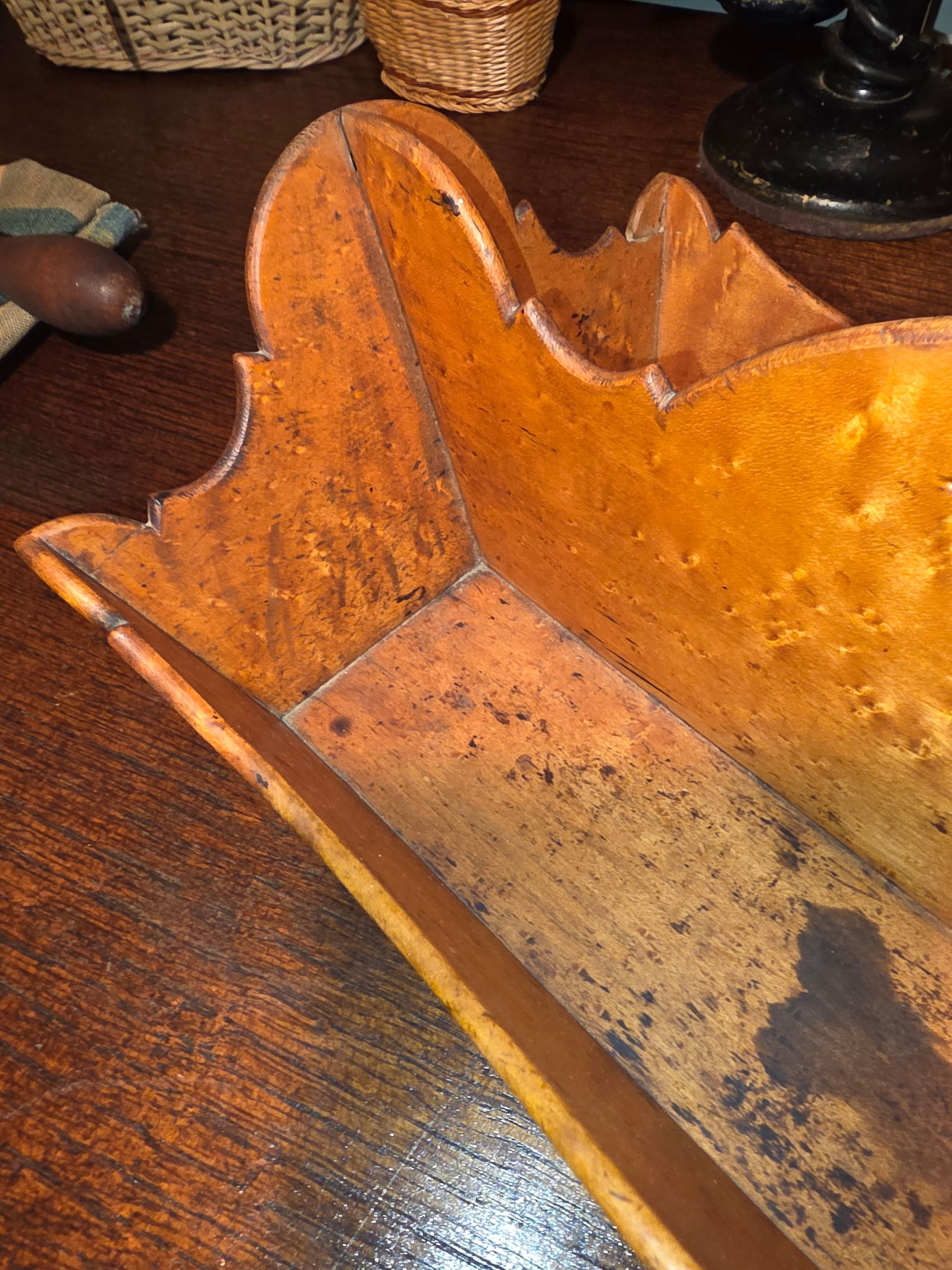 Antique Birdseye Maple Cutlery Tray - 5