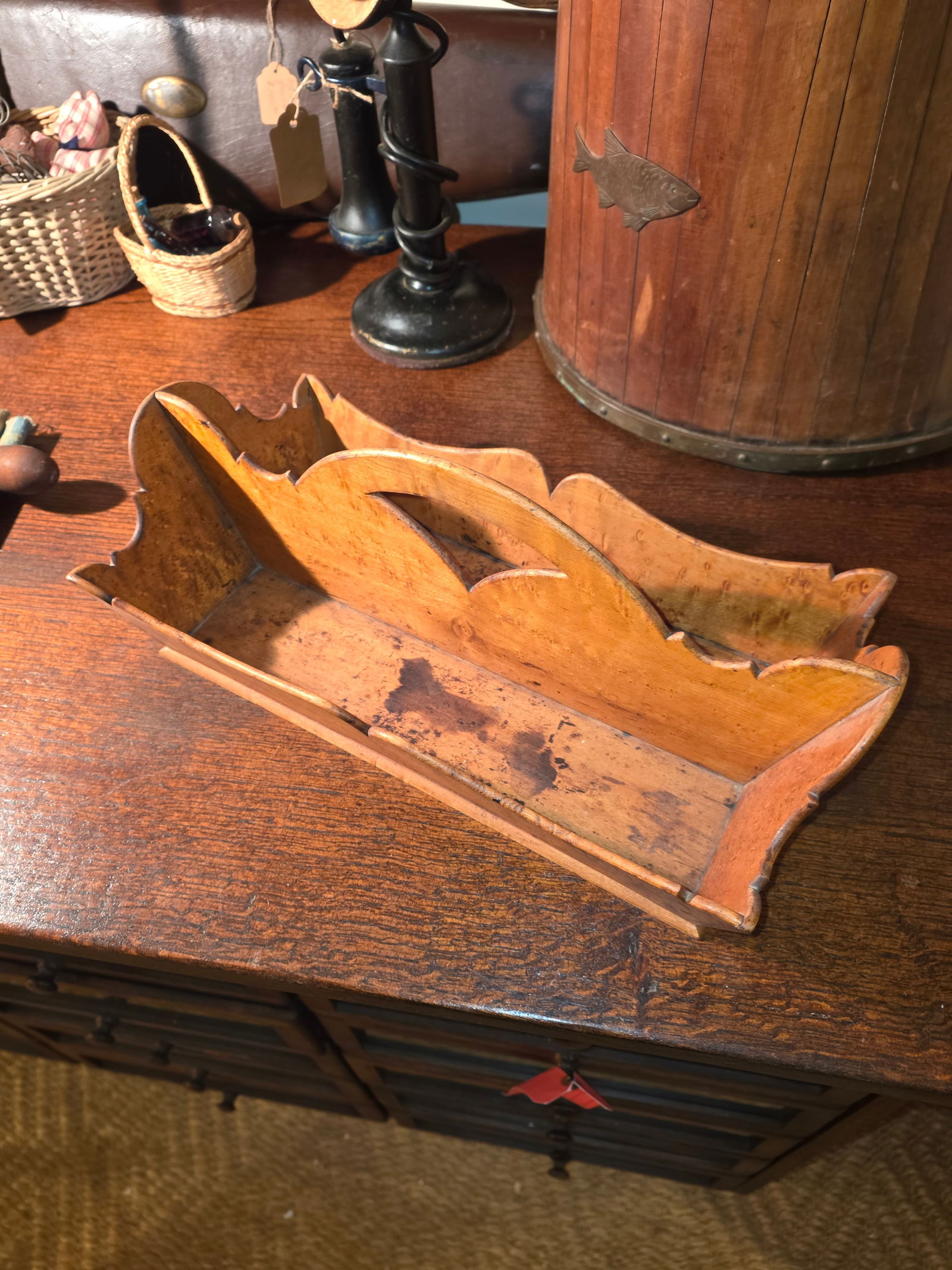 Antique Birdseye Maple Cutlery Tray - 7