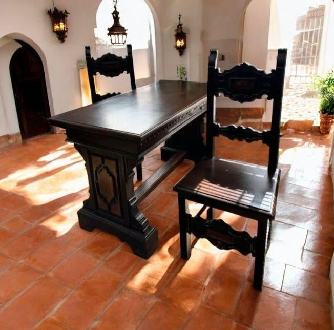 1940s Exquisite Italian Office Desk and Two Perfectly Matched Chairs - 7