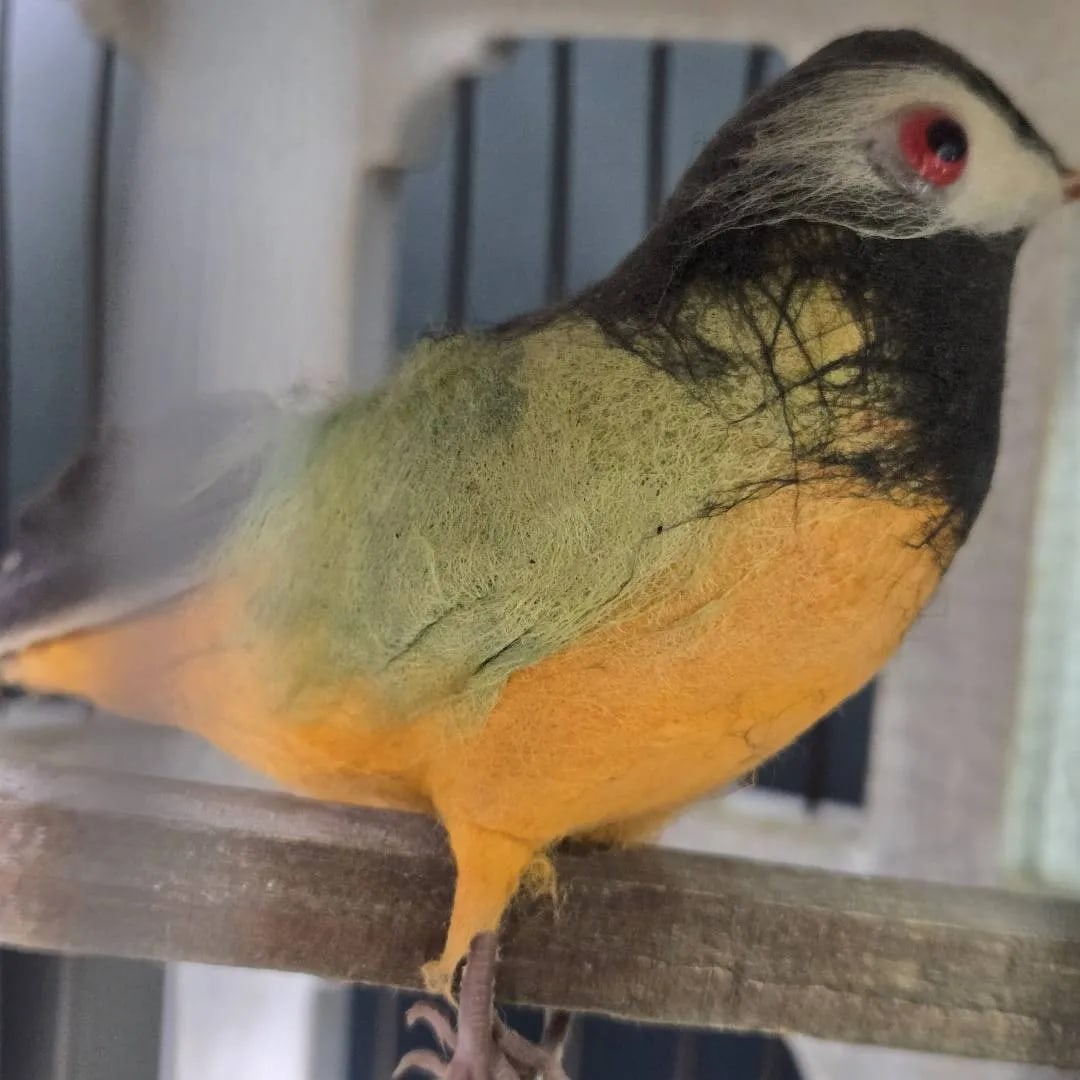 Vintage 18" Italian Majolica Pagoda Birdcage With Birds – Crackle Glaze Florals - 4