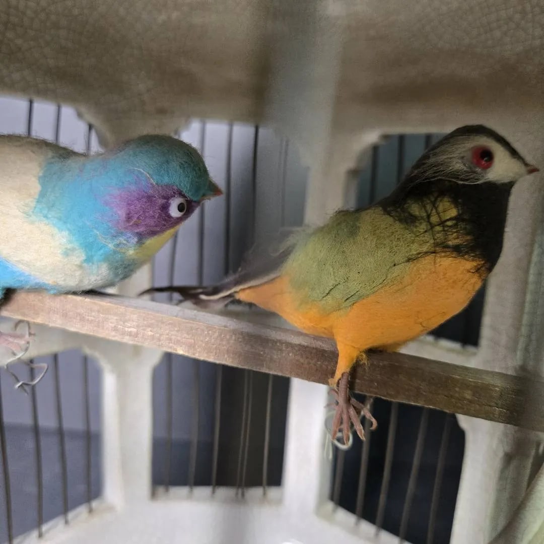 Vintage 18" Italian Majolica Pagoda Birdcage With Birds – Crackle Glaze Florals - 5