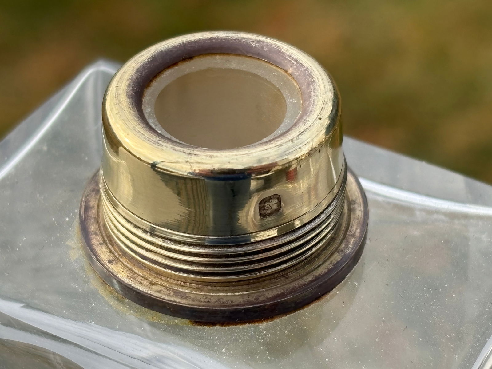 19th C. Red Guilloche Enamel, Sterling and Crystal Vessels - Set of Four Large Fragrance Bottles - 9