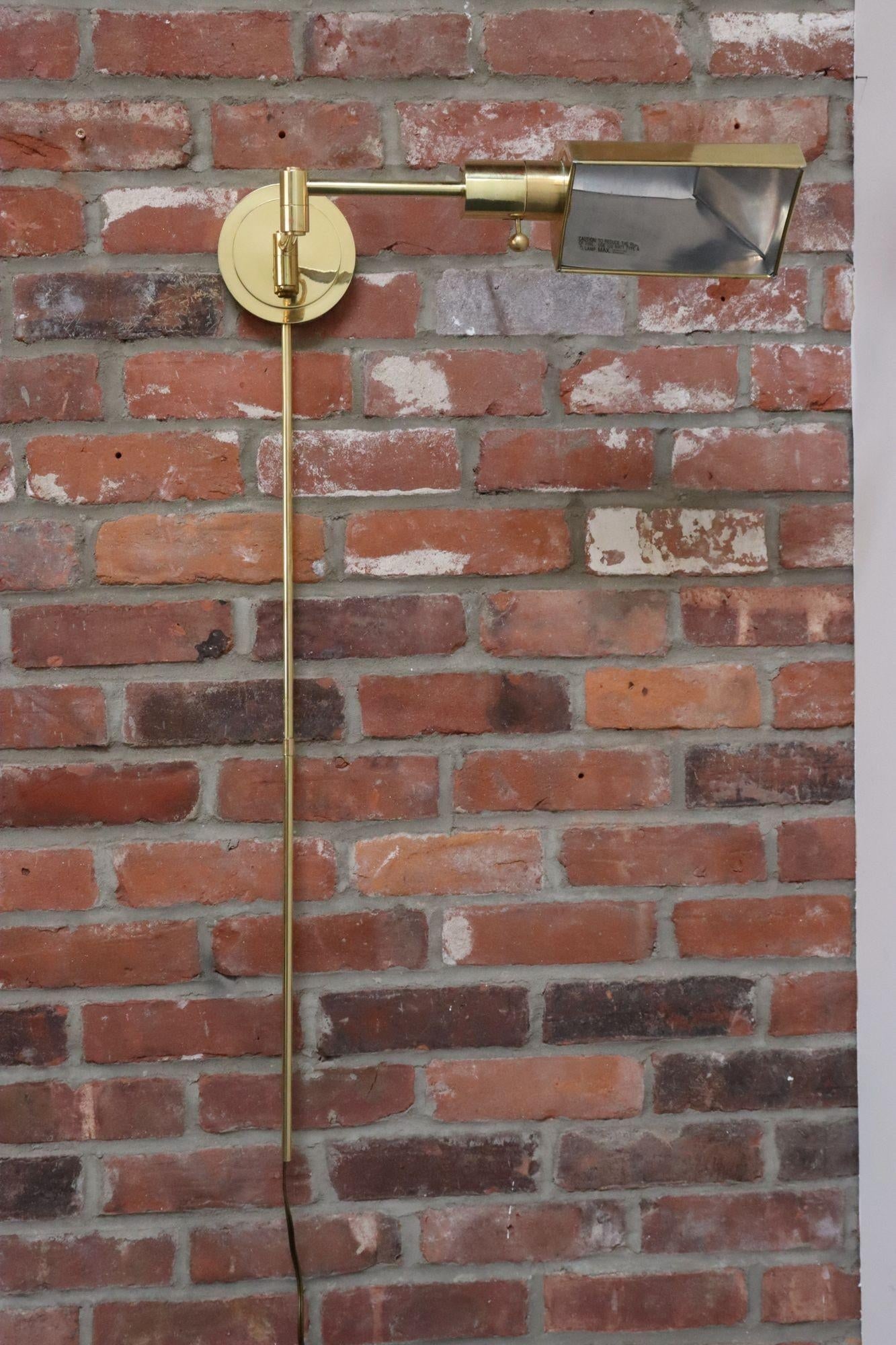 Vintage Polished Brass Swing Arm Wall Lamp With Swiveling Shade by Chapman - 11