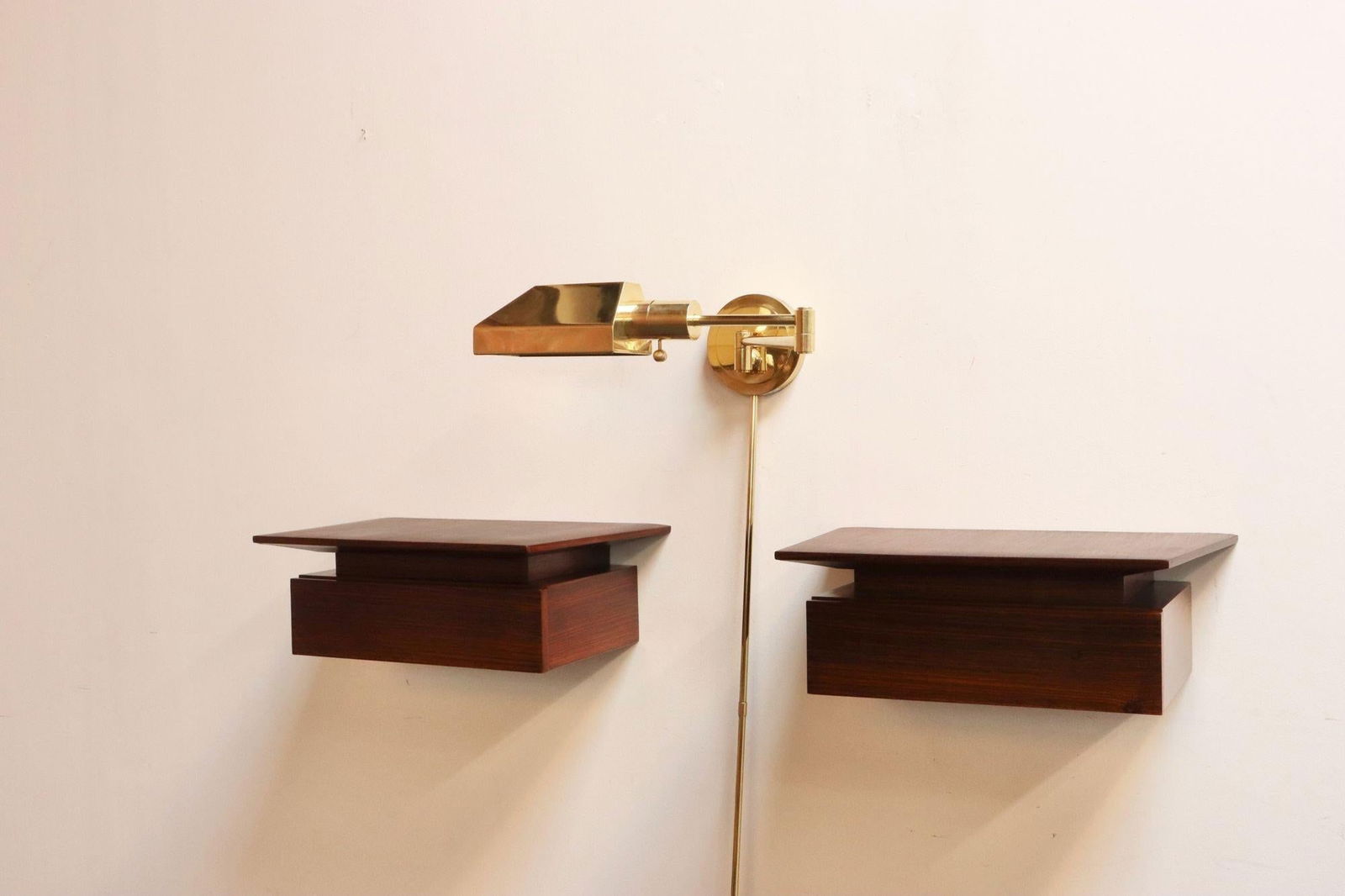 Vintage Polished Brass Swing Arm Wall Lamp With Swiveling Shade by Chapman - 15