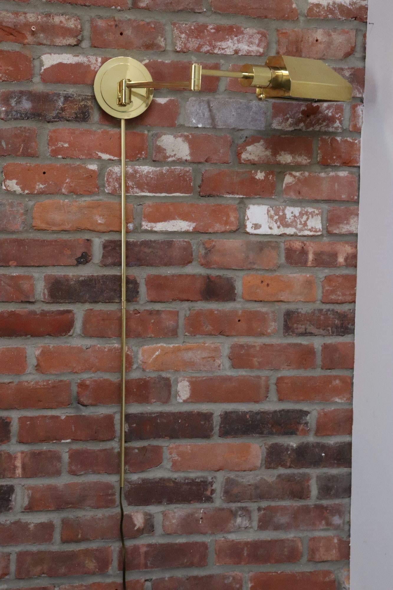 Vintage Polished Brass Swing Arm Wall Lamp With Swiveling Shade by Chapman - 4