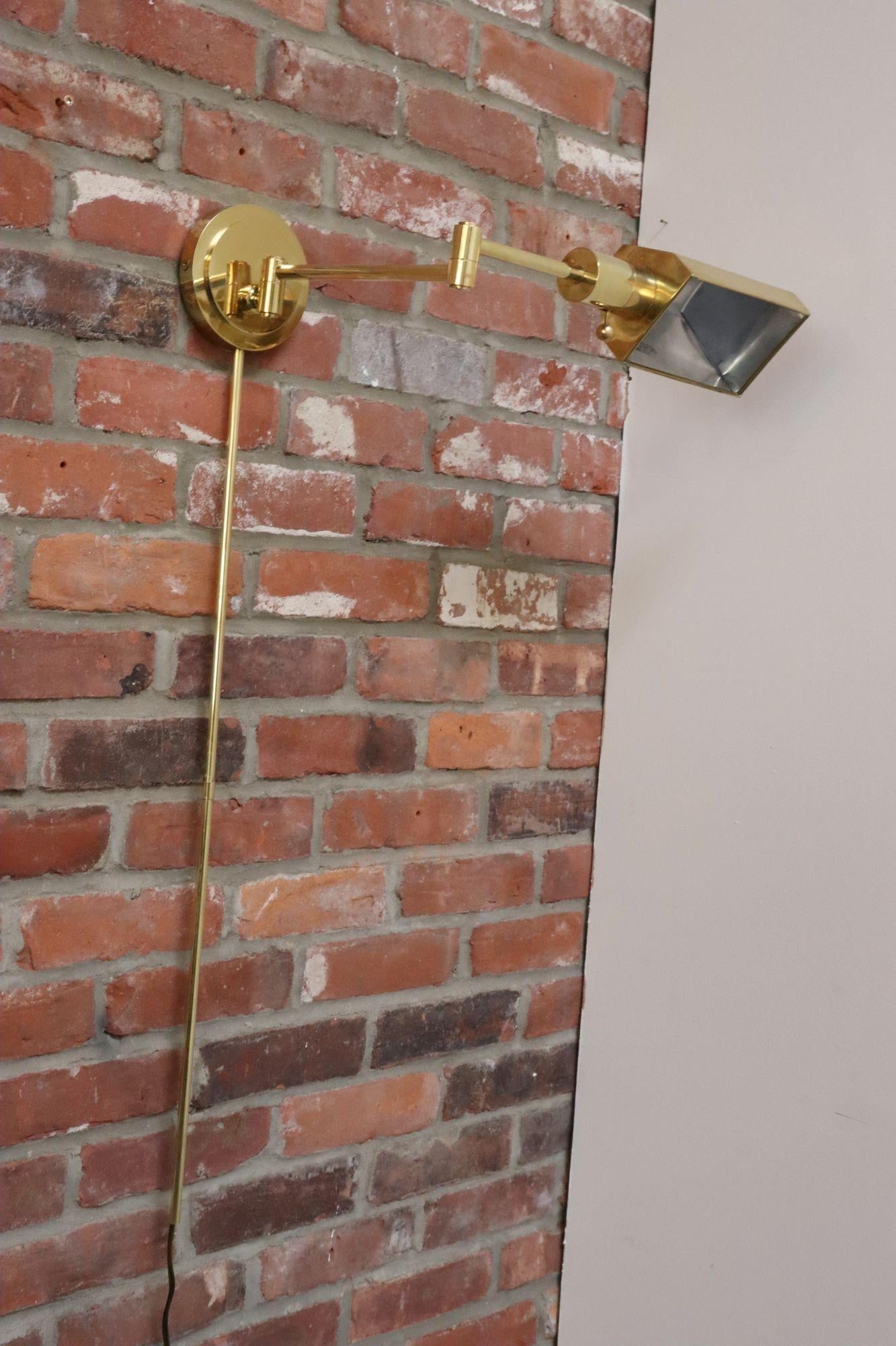 Vintage Polished Brass Swing Arm Wall Lamp With Swiveling Shade by Chapman - 6