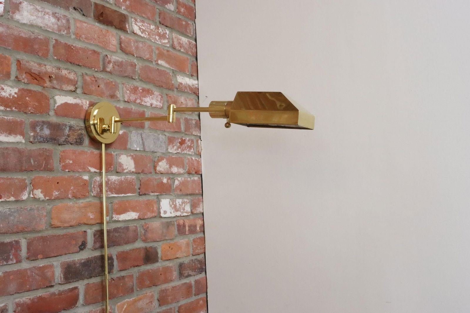 Vintage Polished Brass Swing Arm Wall Lamp With Swiveling Shade by Chapman - 7