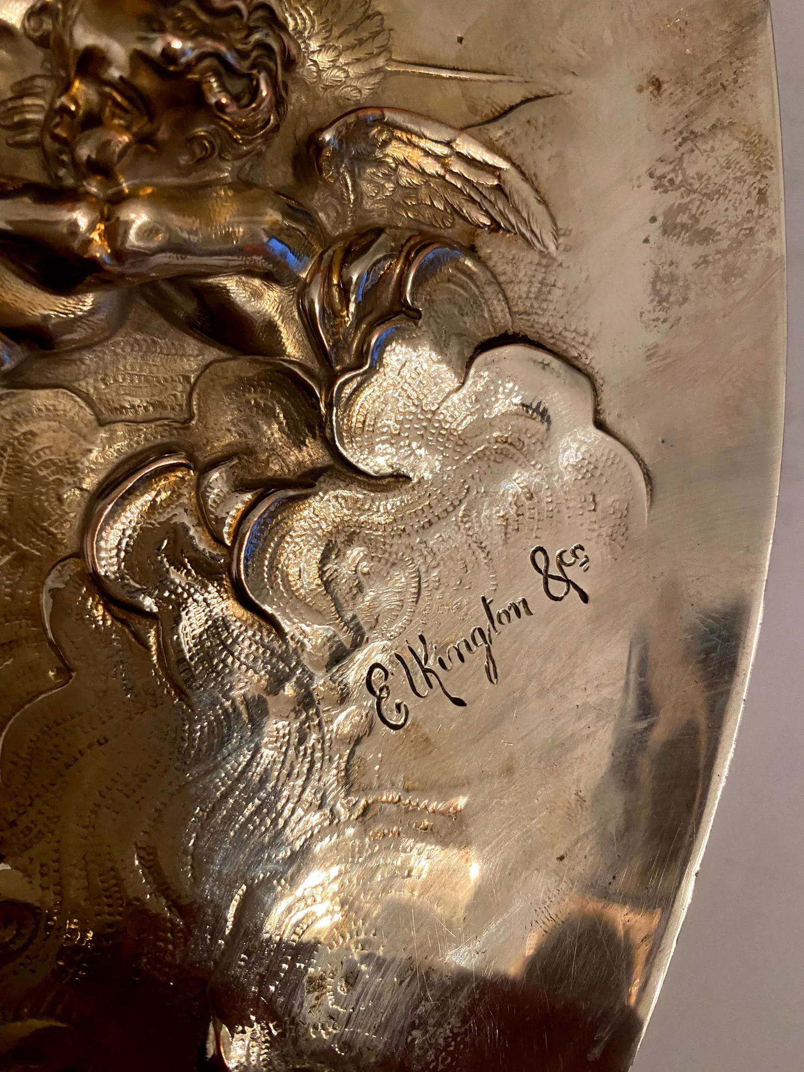 Vintage English Silver Plate Repoussé Charger by Elkington and Co. - 11