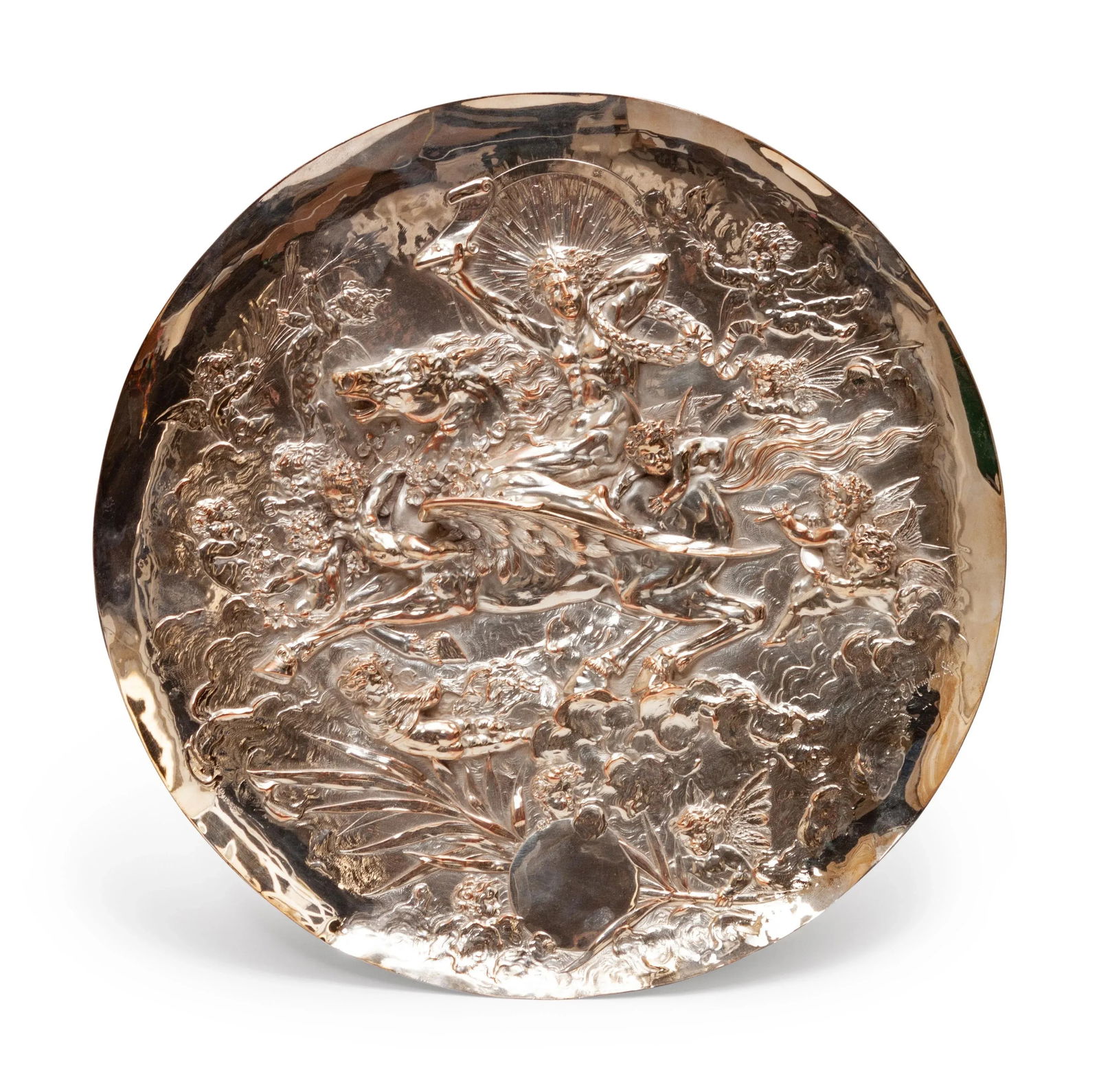 Vintage English Silver Plate Repoussé Charger by Elkington and Co. - 13