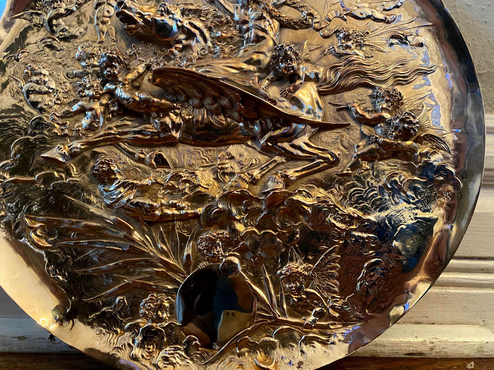 Vintage English Silver Plate Repoussé Charger by Elkington and Co. - 7