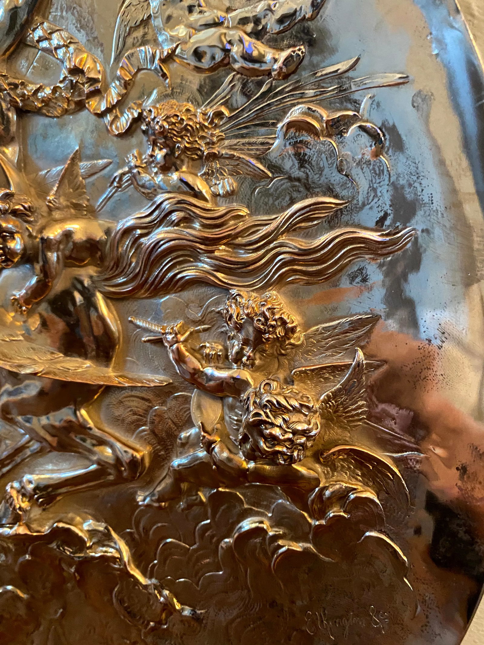 Vintage English Silver Plate Repoussé Charger by Elkington and Co. - 8