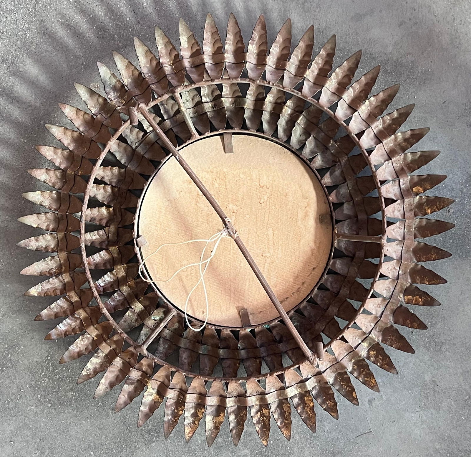 Mid 20th Century Round Spanish Gilt Metal Sunburst Mirror - 5