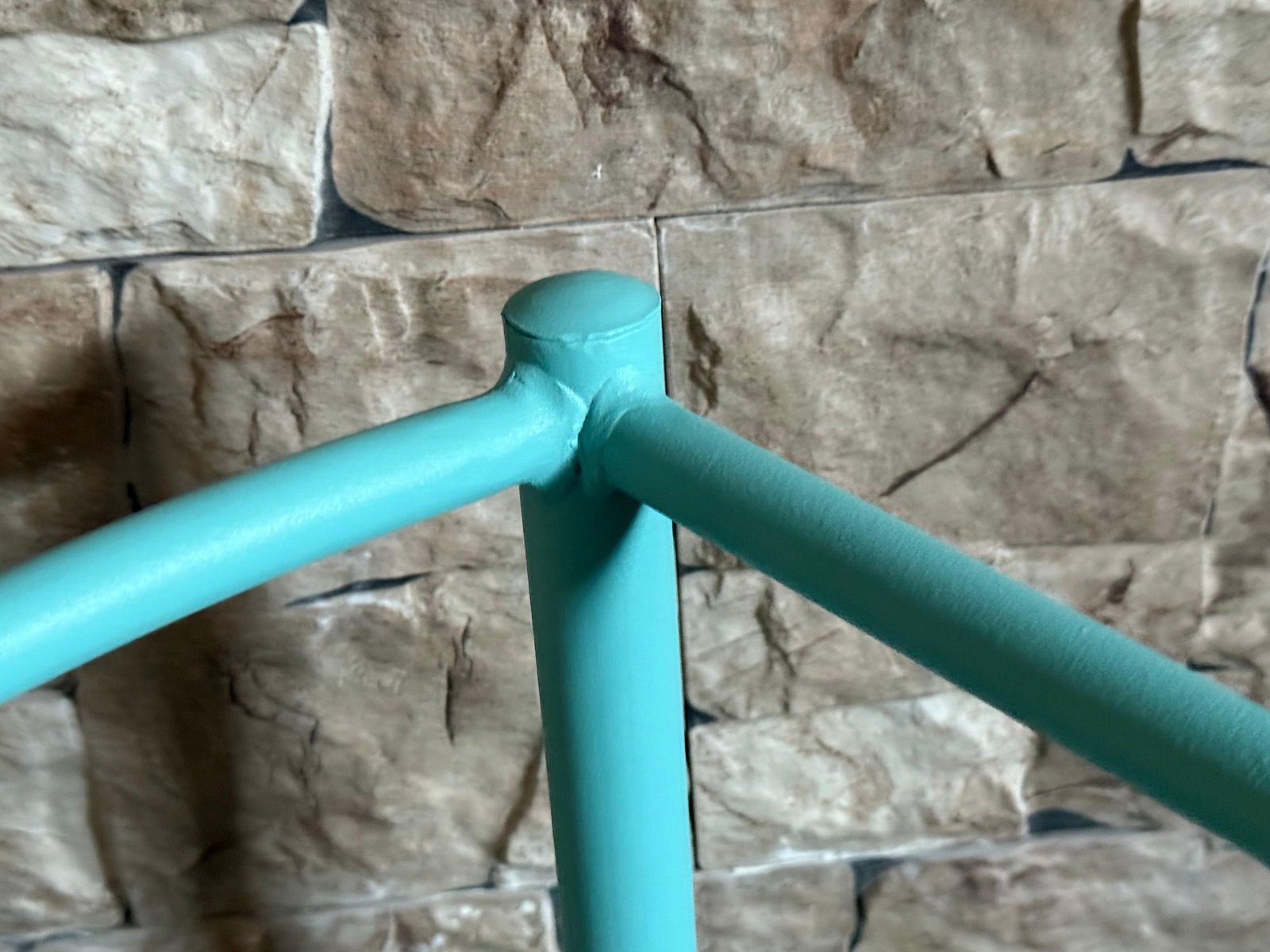 Wrought Iron Turquoise Lounge Chair for Outdoor with Grid Seat - 12