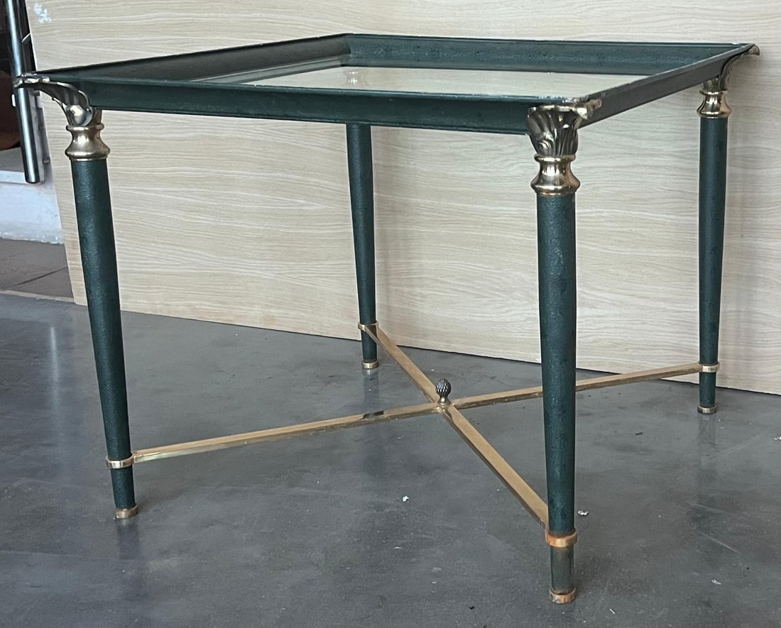 Mid 20th Century Green Iron with Bronze and Brass Details Coffee Tables - Set of 2 - 3