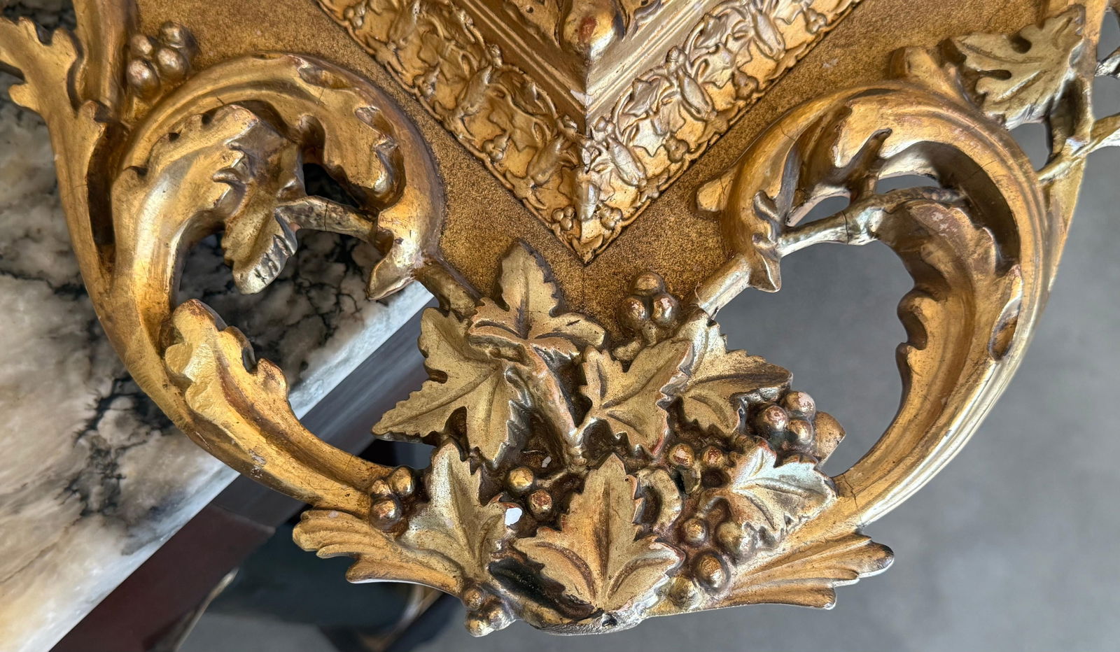 Spanish 20th Baroque Style Carved Walnut Ormolu Gilded Mirror - 10