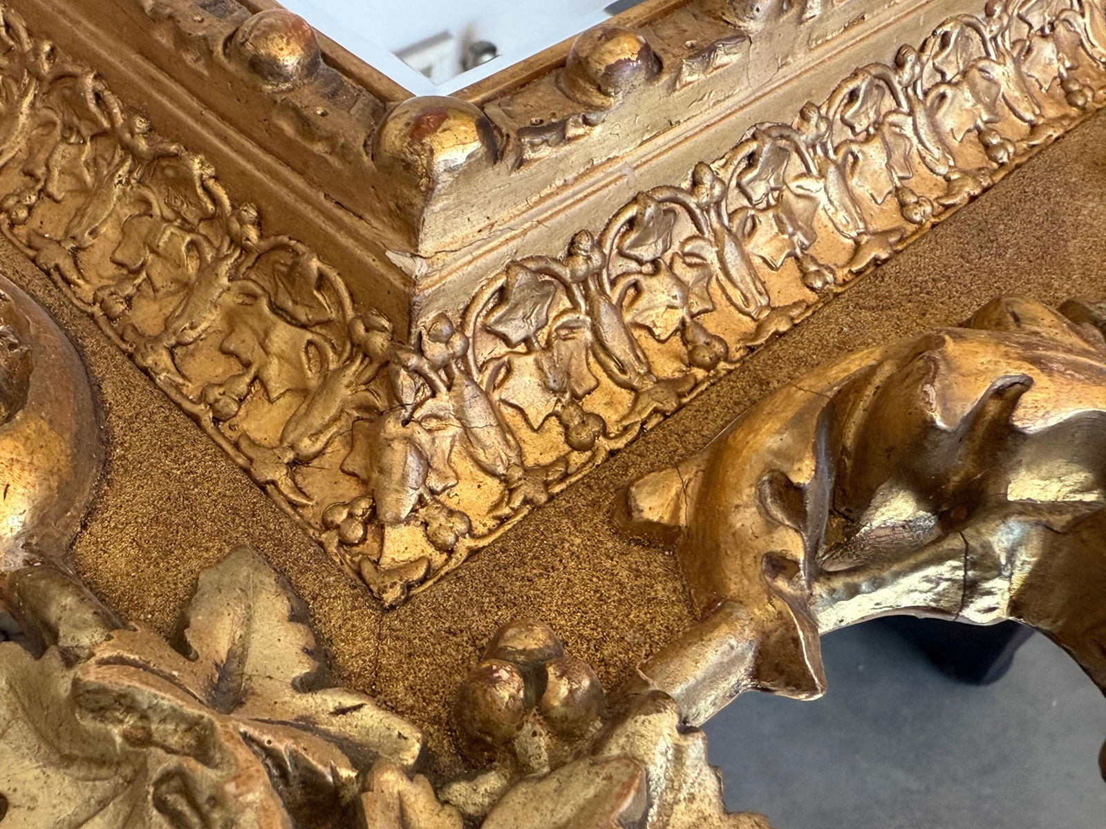 Spanish 20th Baroque Style Carved Walnut Ormolu Gilded Mirror - 11