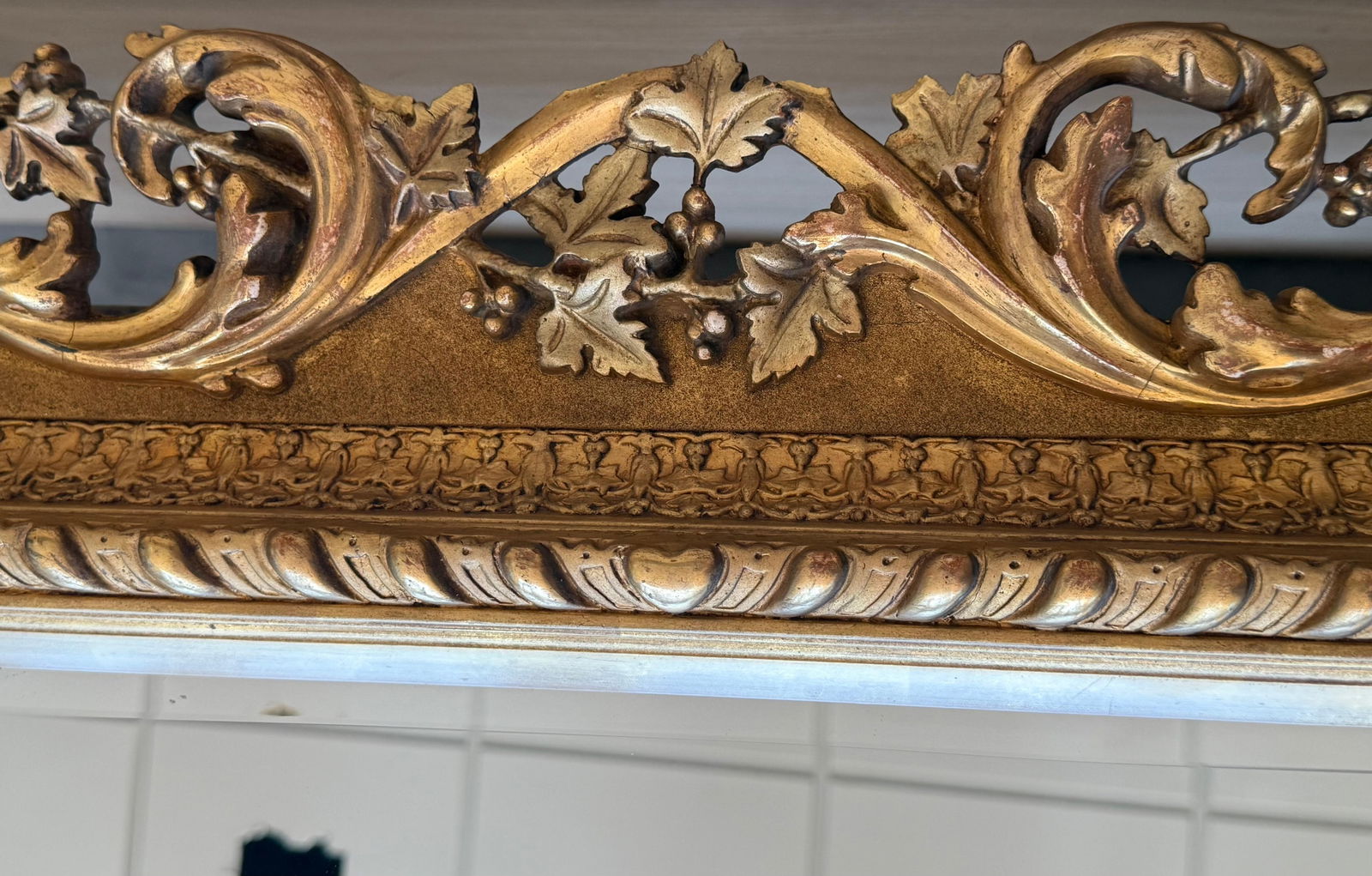 Spanish 20th Baroque Style Carved Walnut Ormolu Gilded Mirror - 13