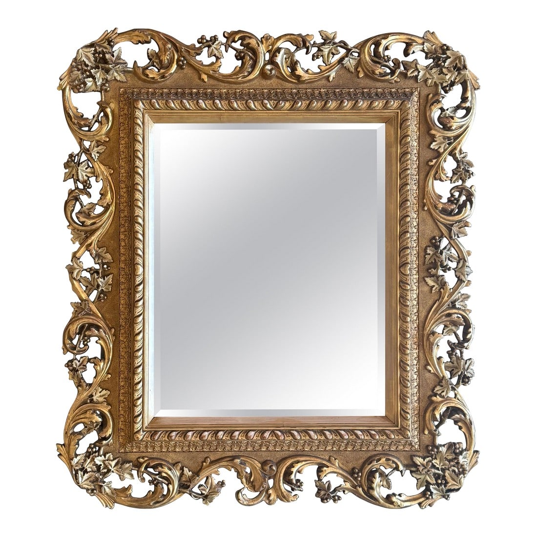 Spanish 20th Baroque Style Carved Walnut Ormolu Gilded Mirror (1 of 18)