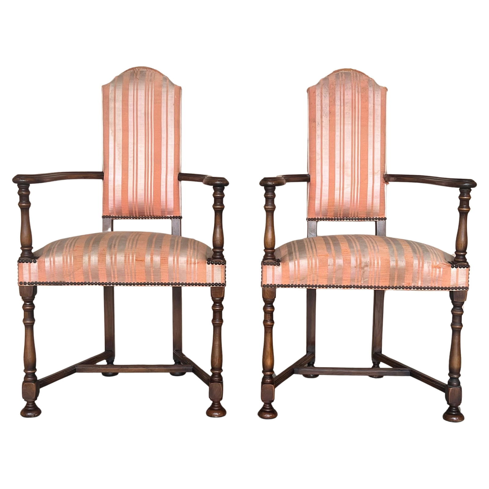 Mid 20th Century Pair of Spanish Armchairs with High Back signed by Valenti - 15
