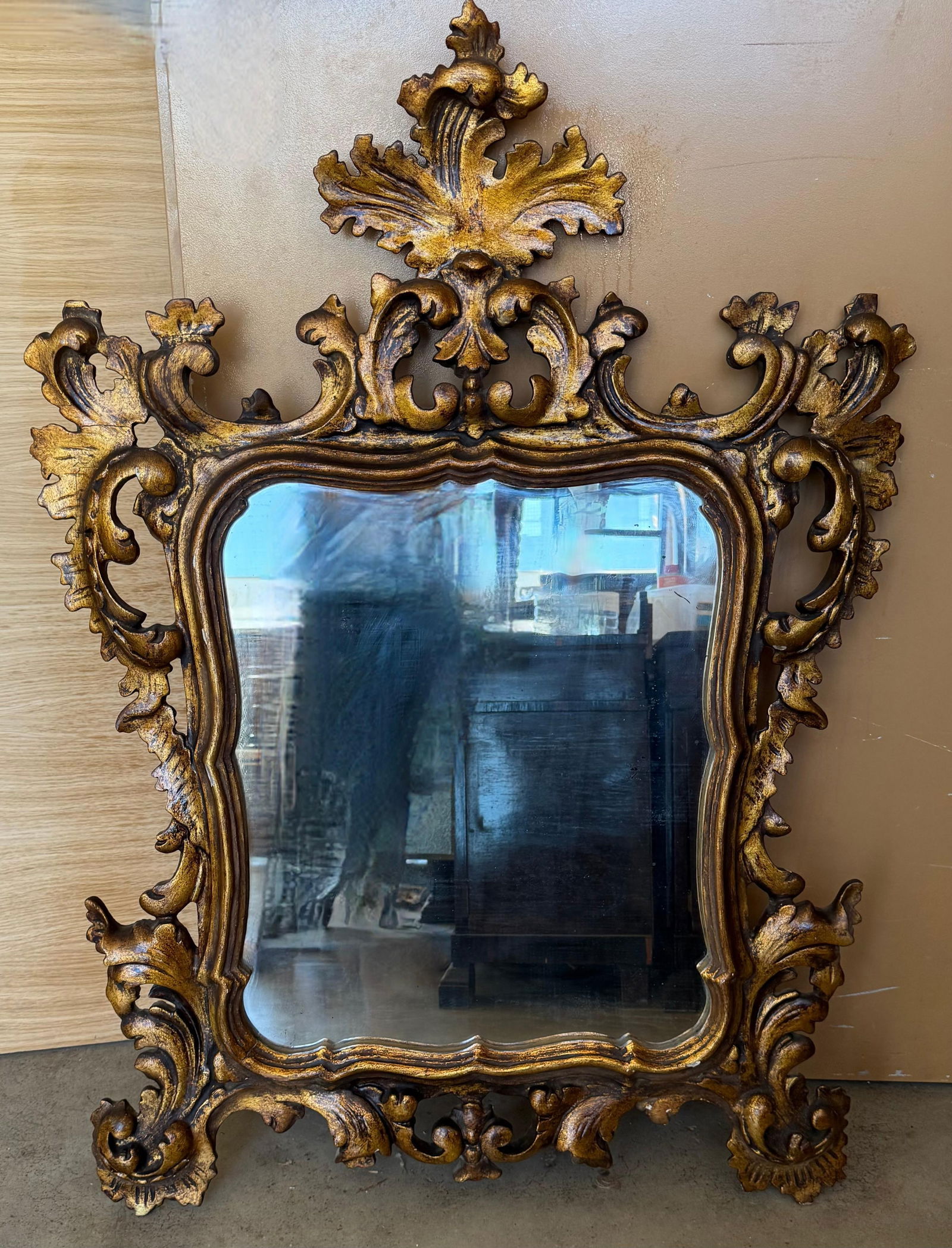 Spanish 20th Baroque Style Carved Walnut Ormolu Gilded Mirror - 16