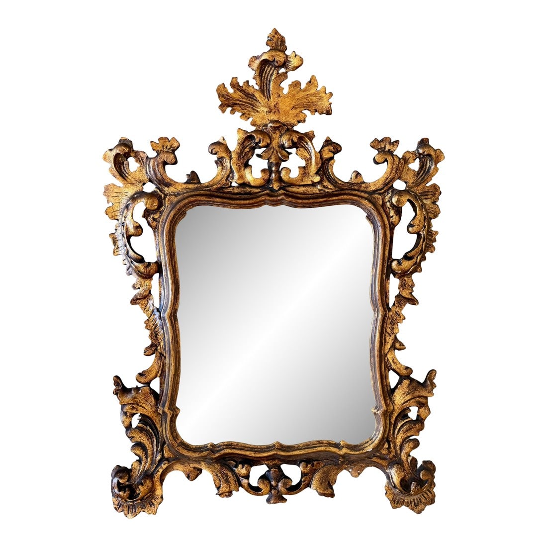 Spanish 20th Baroque Style Carved Walnut Ormolu Gilded Mirror (1 of 18)