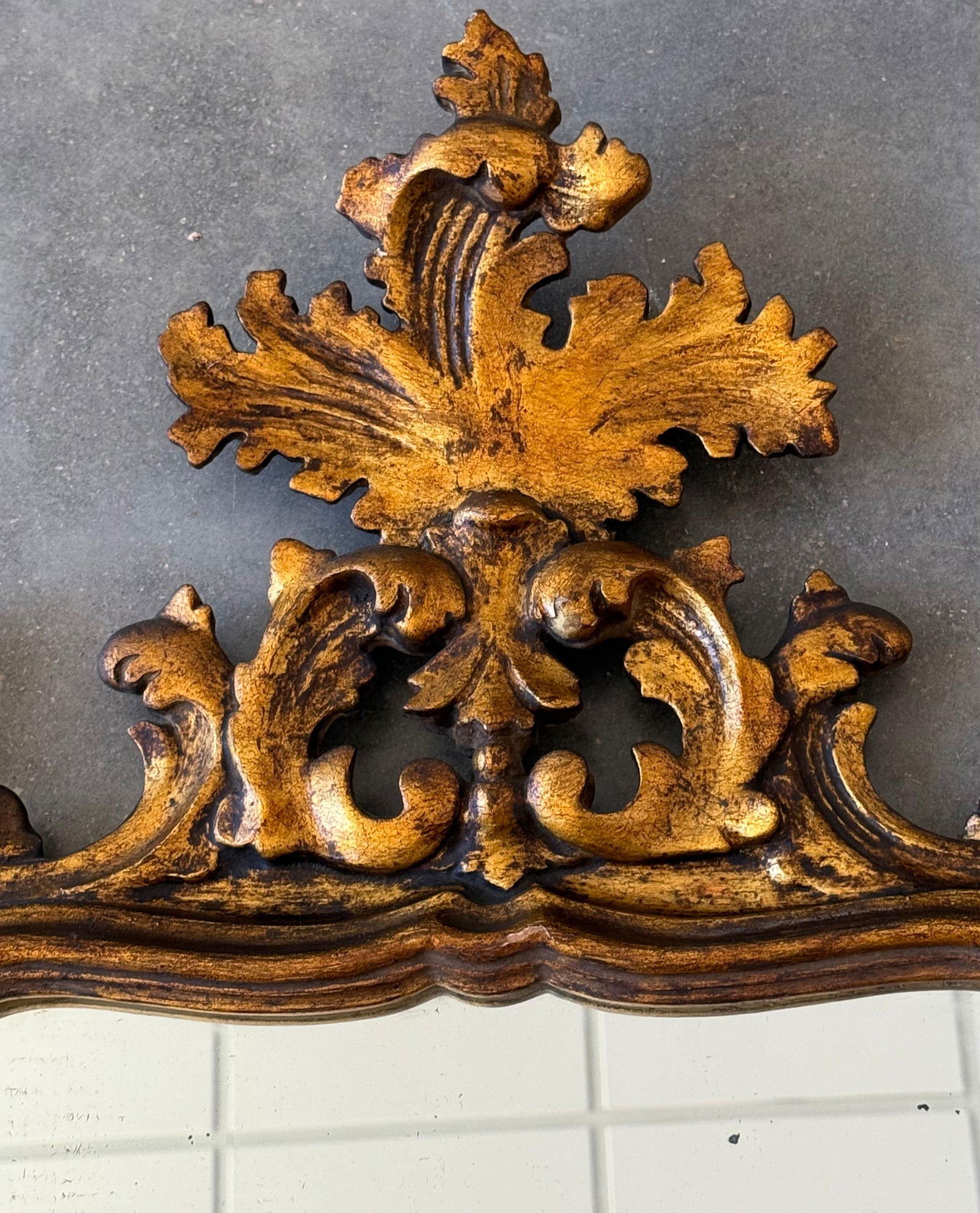 Spanish 20th Baroque Style Carved Walnut Ormolu Gilded Mirror - 3