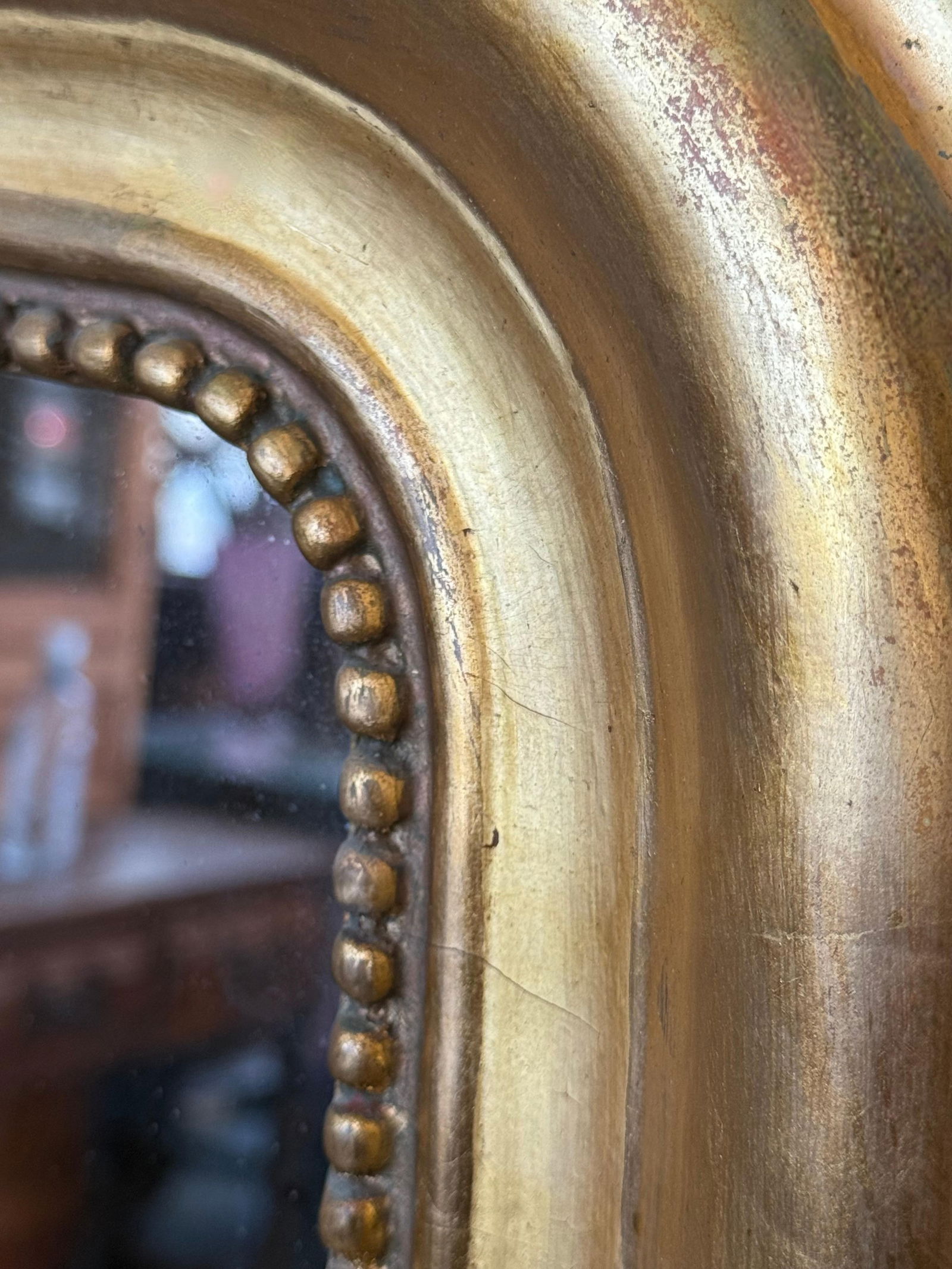 French 19th Century Large Vertical Gold Gilt Mirror with Floral crest - 14