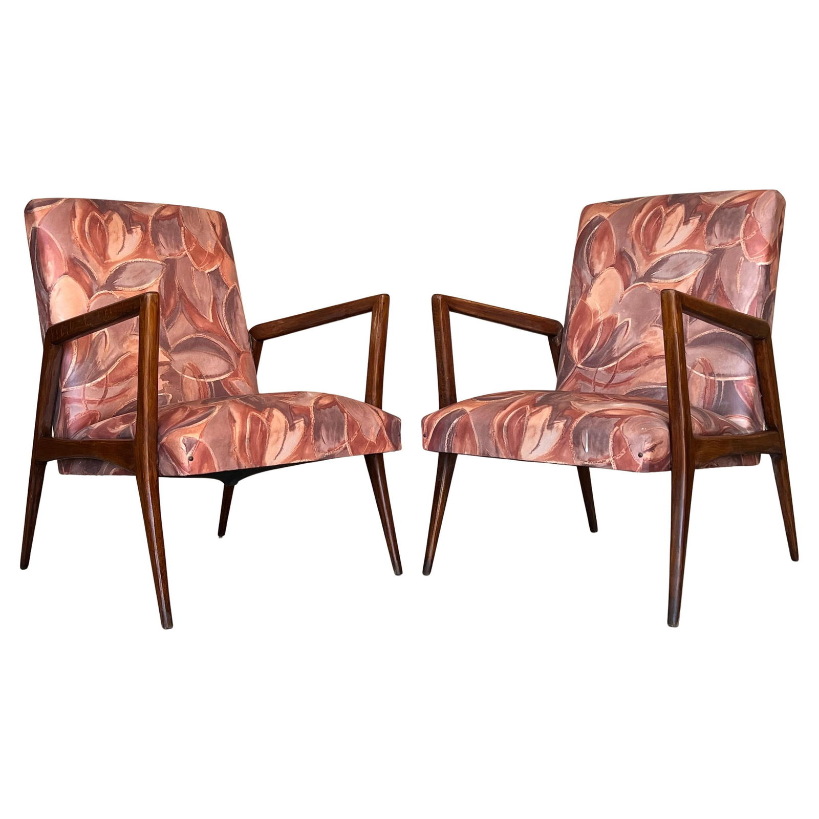 Mid 20th Century Pair of Scandinavian Mid-Century Modern Colorful Teak Club Armchairs - 15