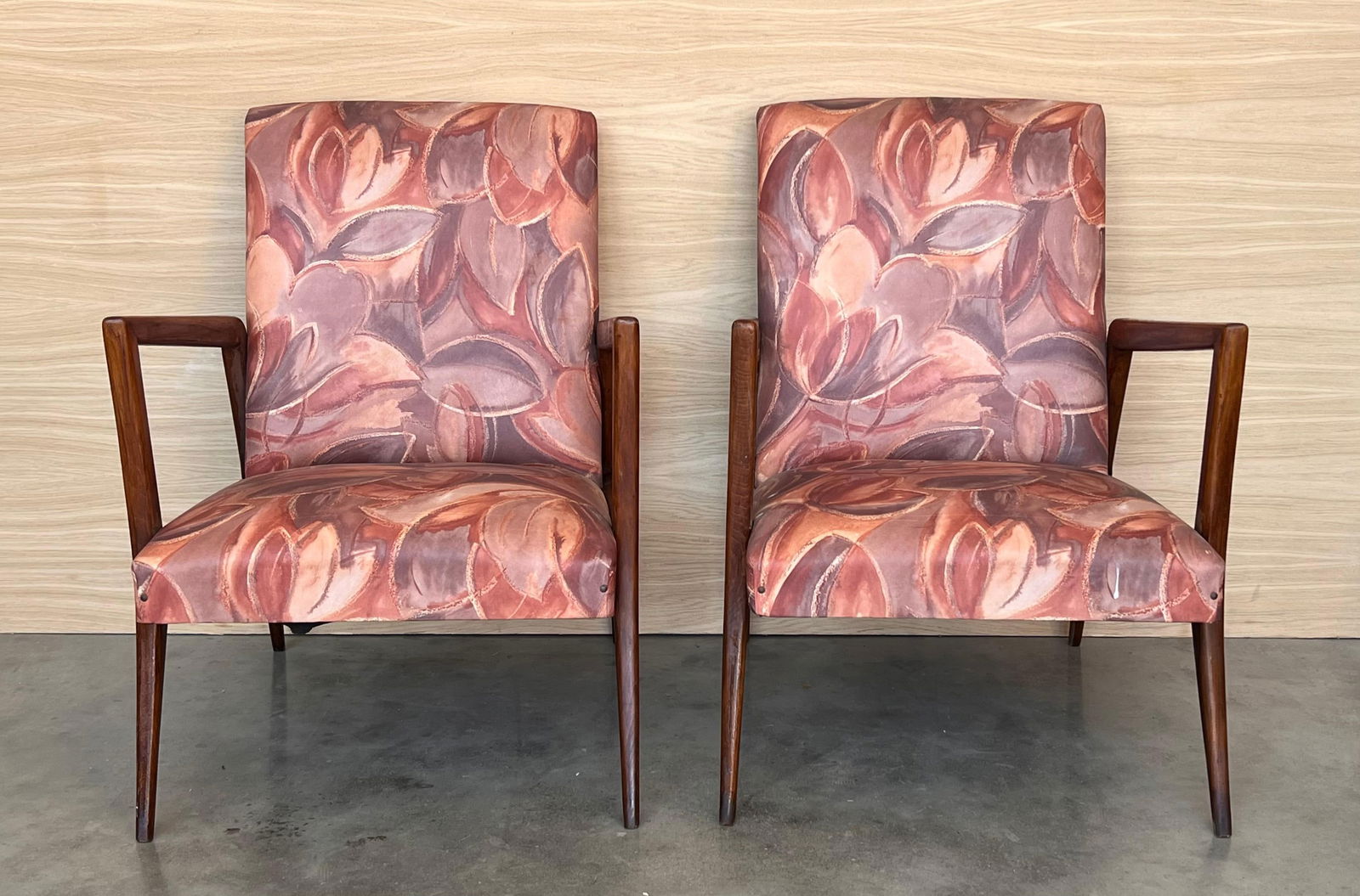 Mid 20th Century Pair of Scandinavian Mid-Century Modern Colorful Teak Club Armchairs - 16