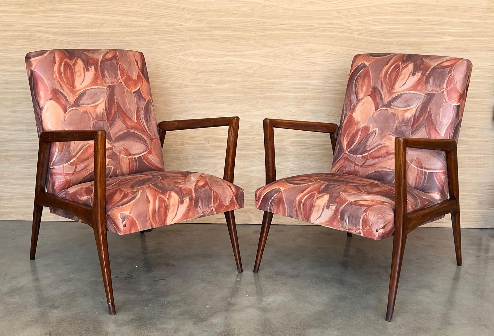 Mid 20th Century Pair of Scandinavian Mid-Century Modern Colorful Teak Club Armchairs - 17