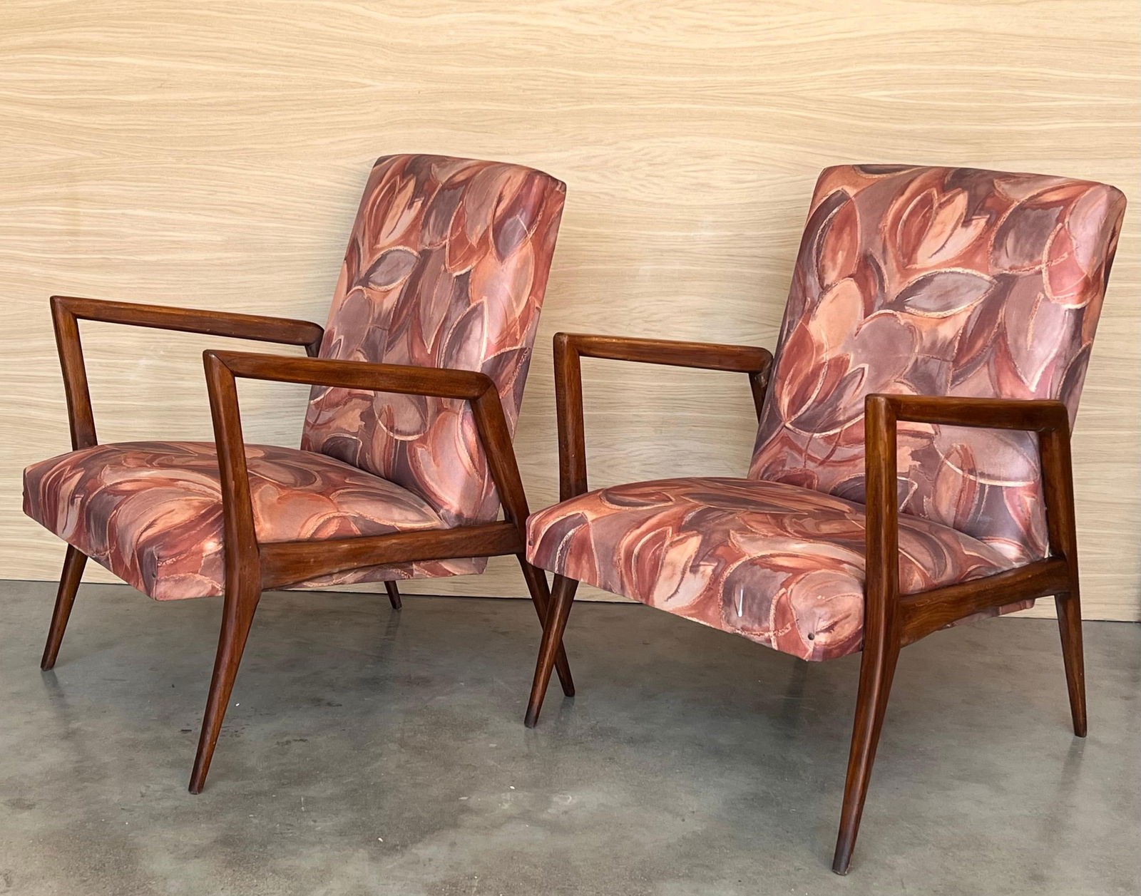 Mid 20th Century Pair of Scandinavian Mid-Century Modern Colorful Teak Club Armchairs - 3