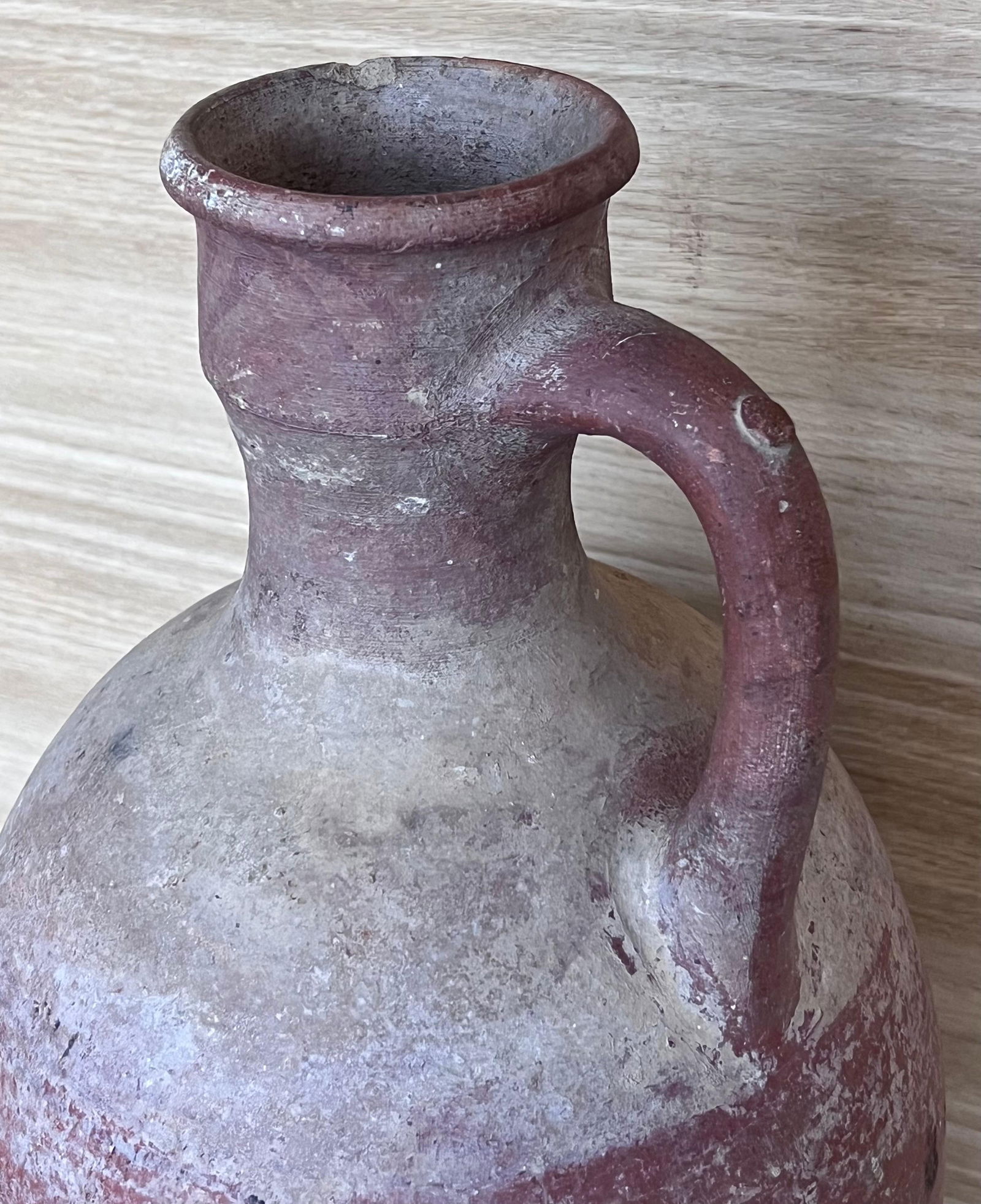 1890 Terracotta Amphora Vase or Jar with handle with metal support - 13