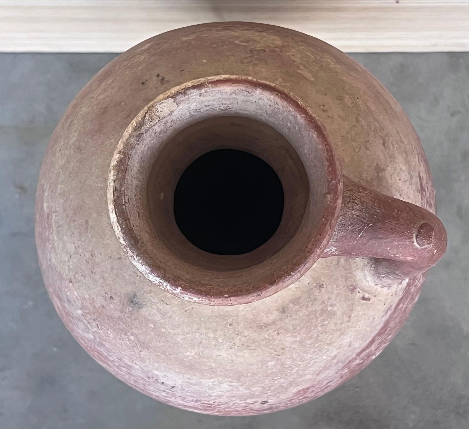 1890 Terracotta Amphora Vase or Jar with handle with metal support - 14