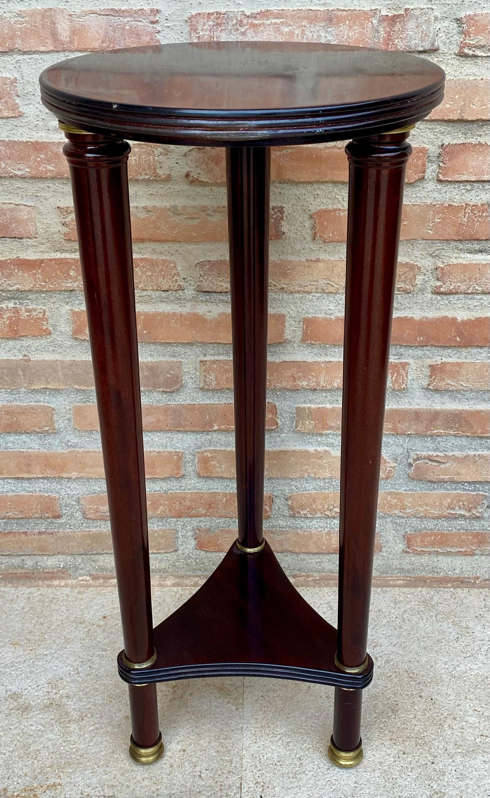 French Style Round Wood Pedestal Table or Plant Stand, 1950s - 11