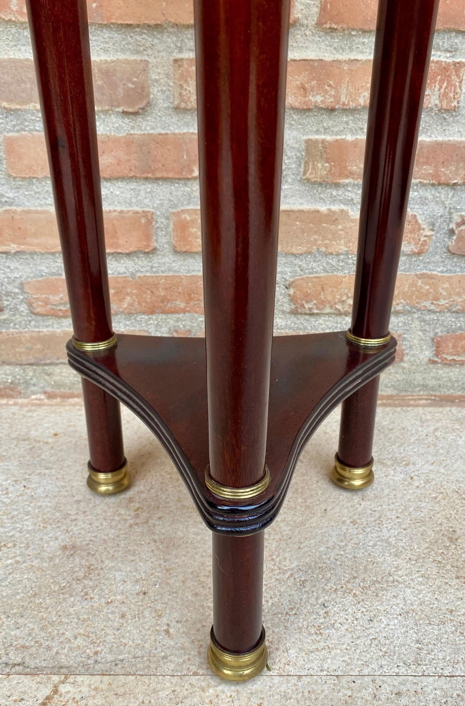 French Style Round Wood Pedestal Table or Plant Stand, 1950s - 13